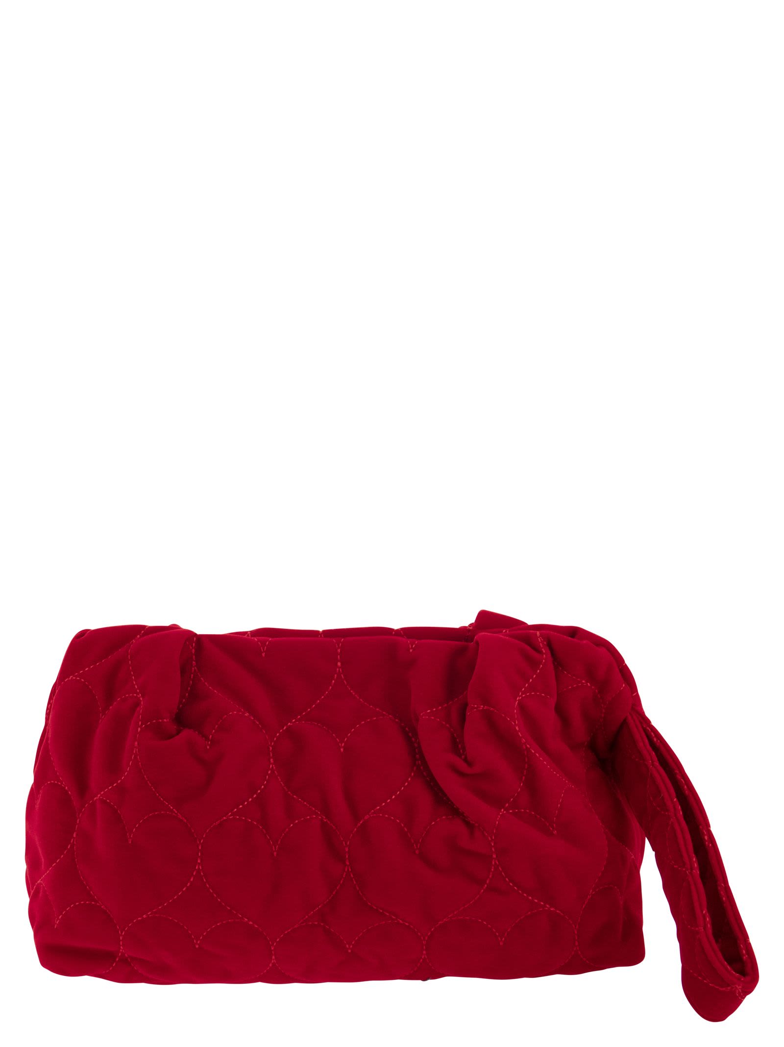 Shop Mc2 Saint Barth Quilted Velvet Clutch Bag In Red