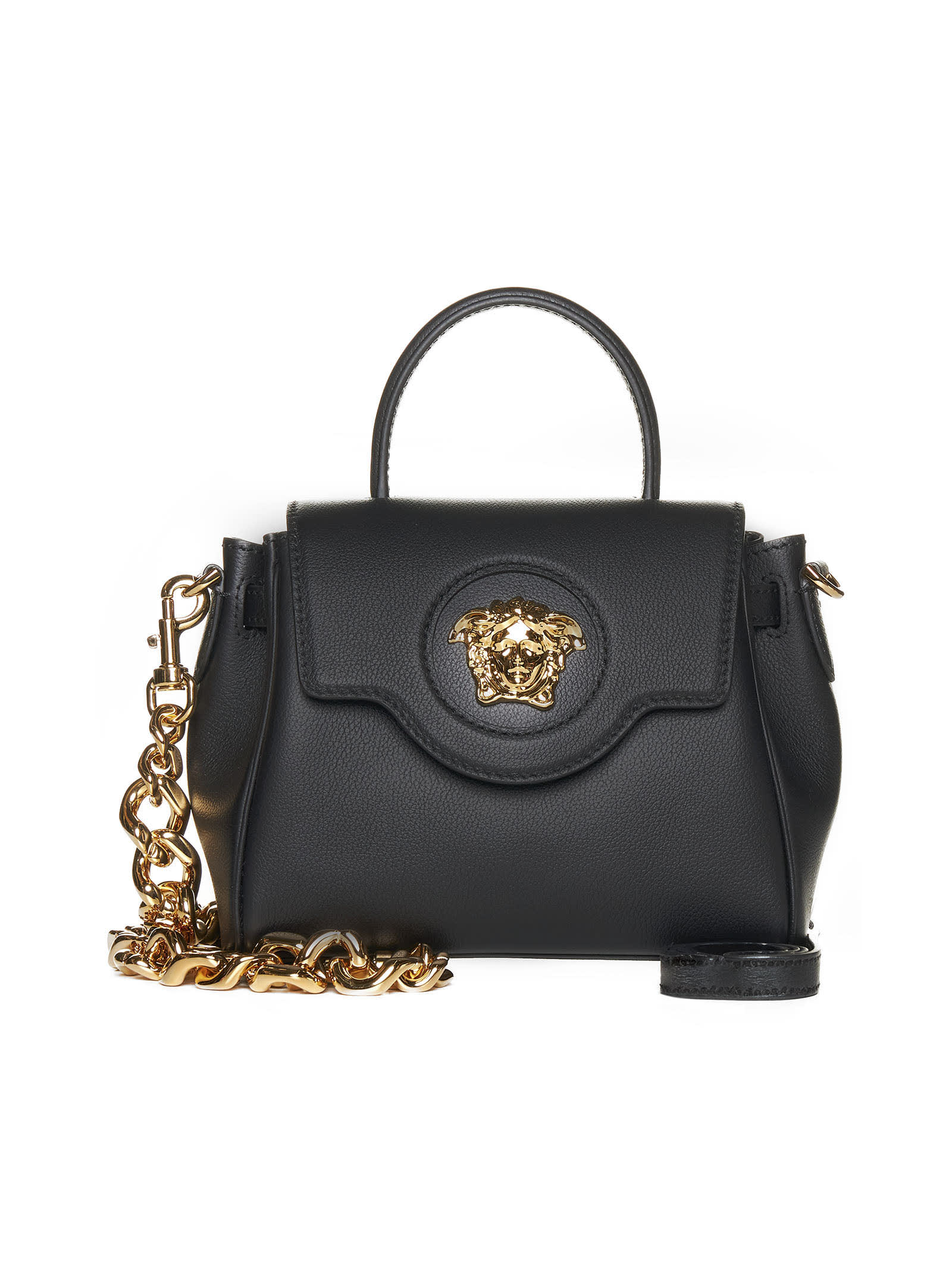 Shop Versace Tote In Black- Gold