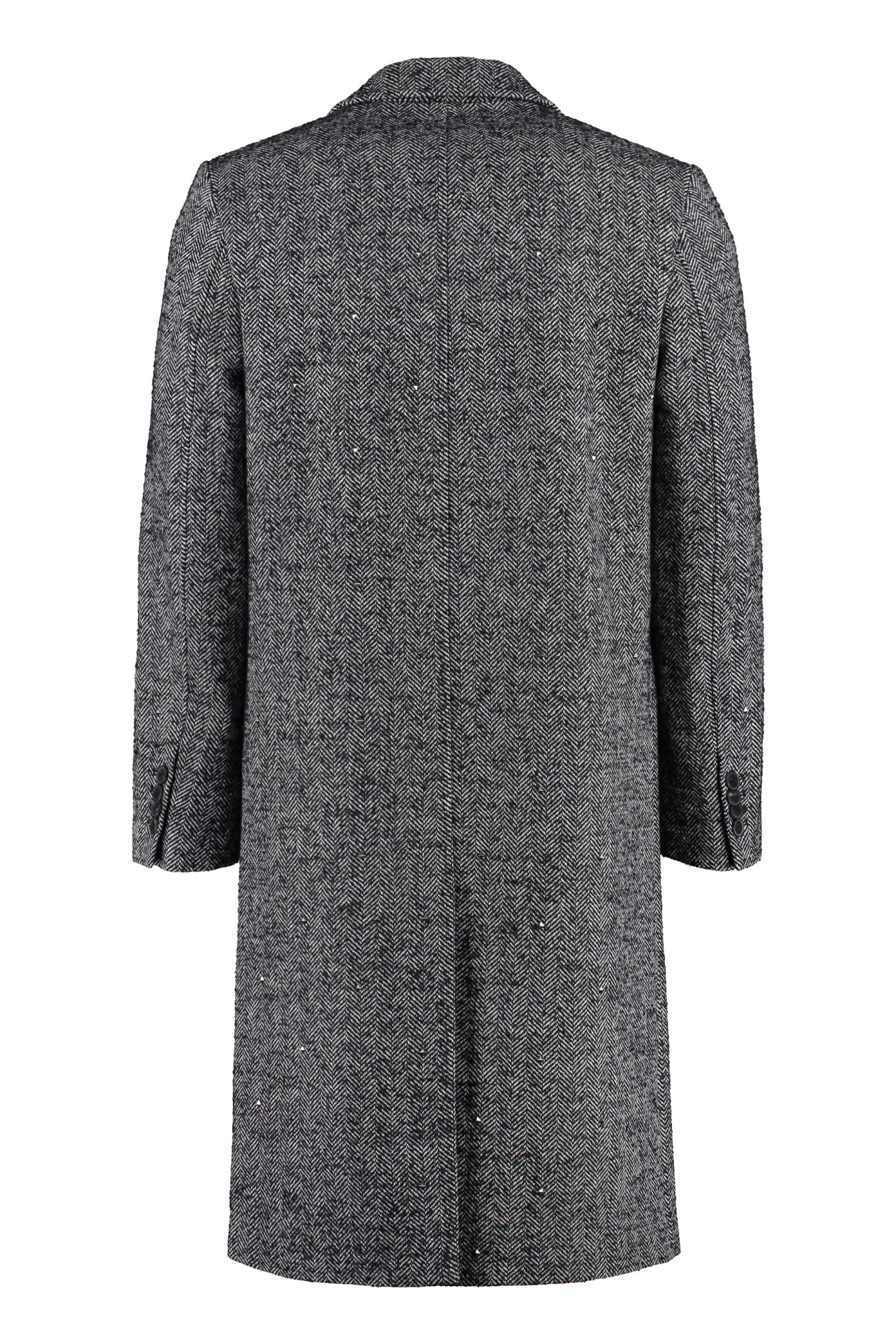 Shop Valentino Mixed Wool Tweed Coat In Black