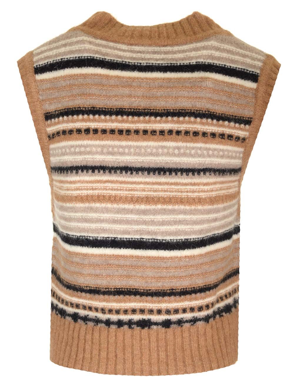 Shop Ganni Alpaca And Merino Vest In Brown