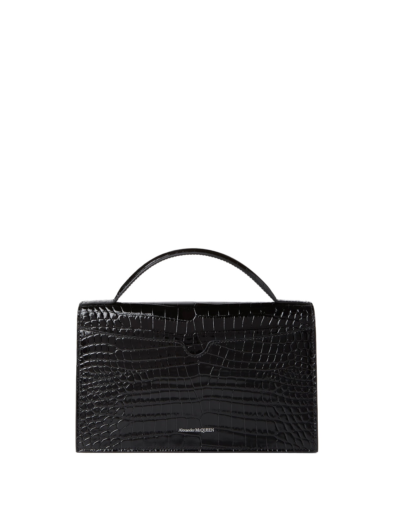 Shop Alexander Mcqueen Skull Top Handle Bag In Black/silver