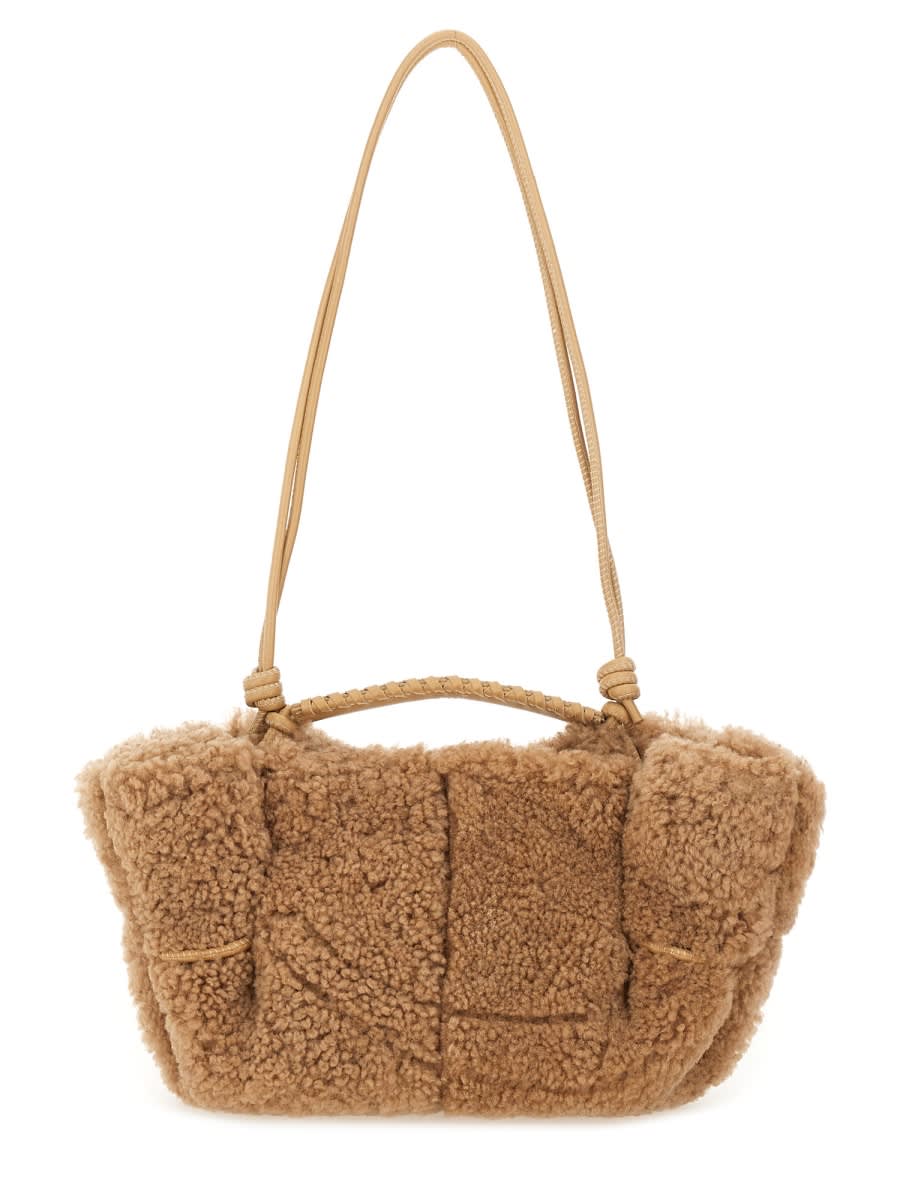 Hereu Textured Shoulder Bag Knotted Strap In Sand
