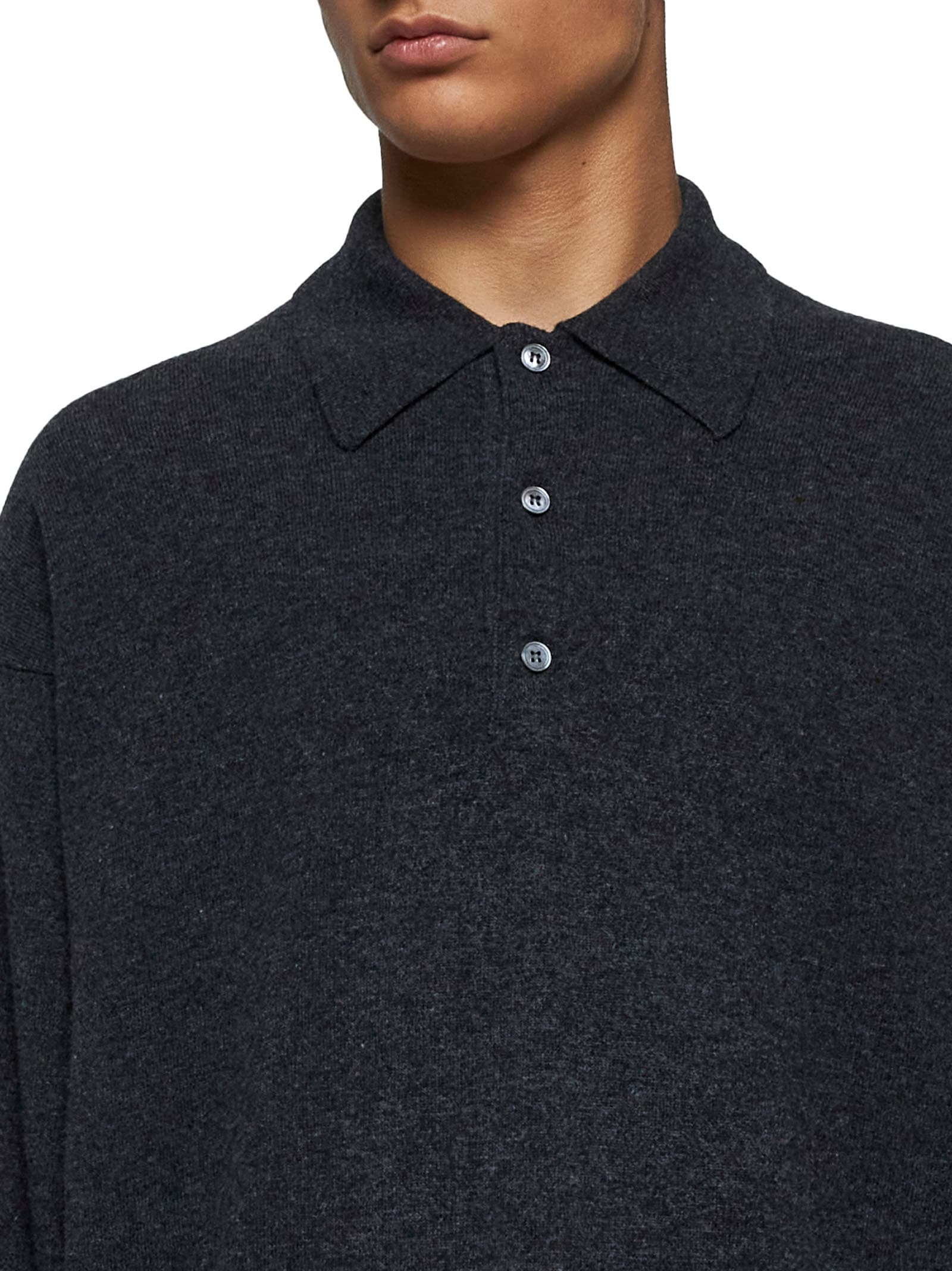 Shop Studio Nicholson Polo Shirt In Charcoal Marl