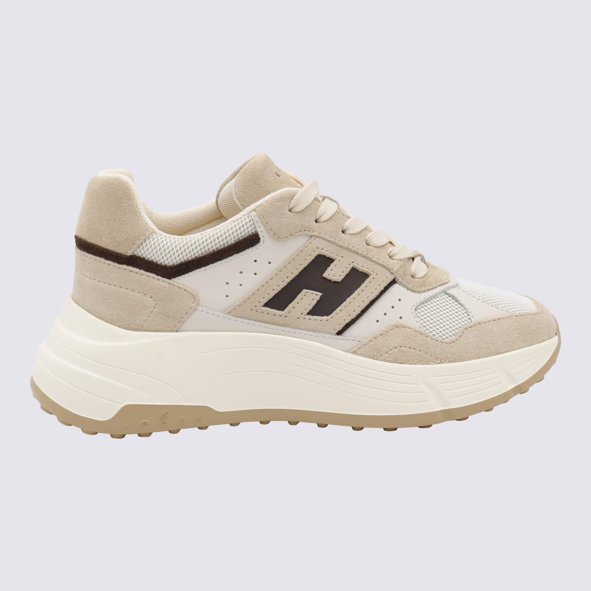 Beige Leather Sneakers
