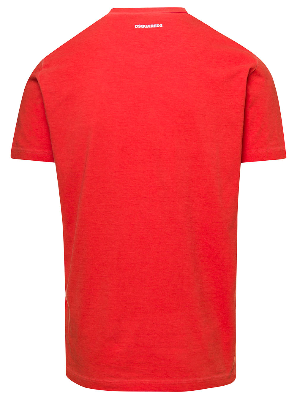 Shop Dsquared2 Red Honda Crew Neck T-shirt With Logo Print On The Chest In Cotton Man