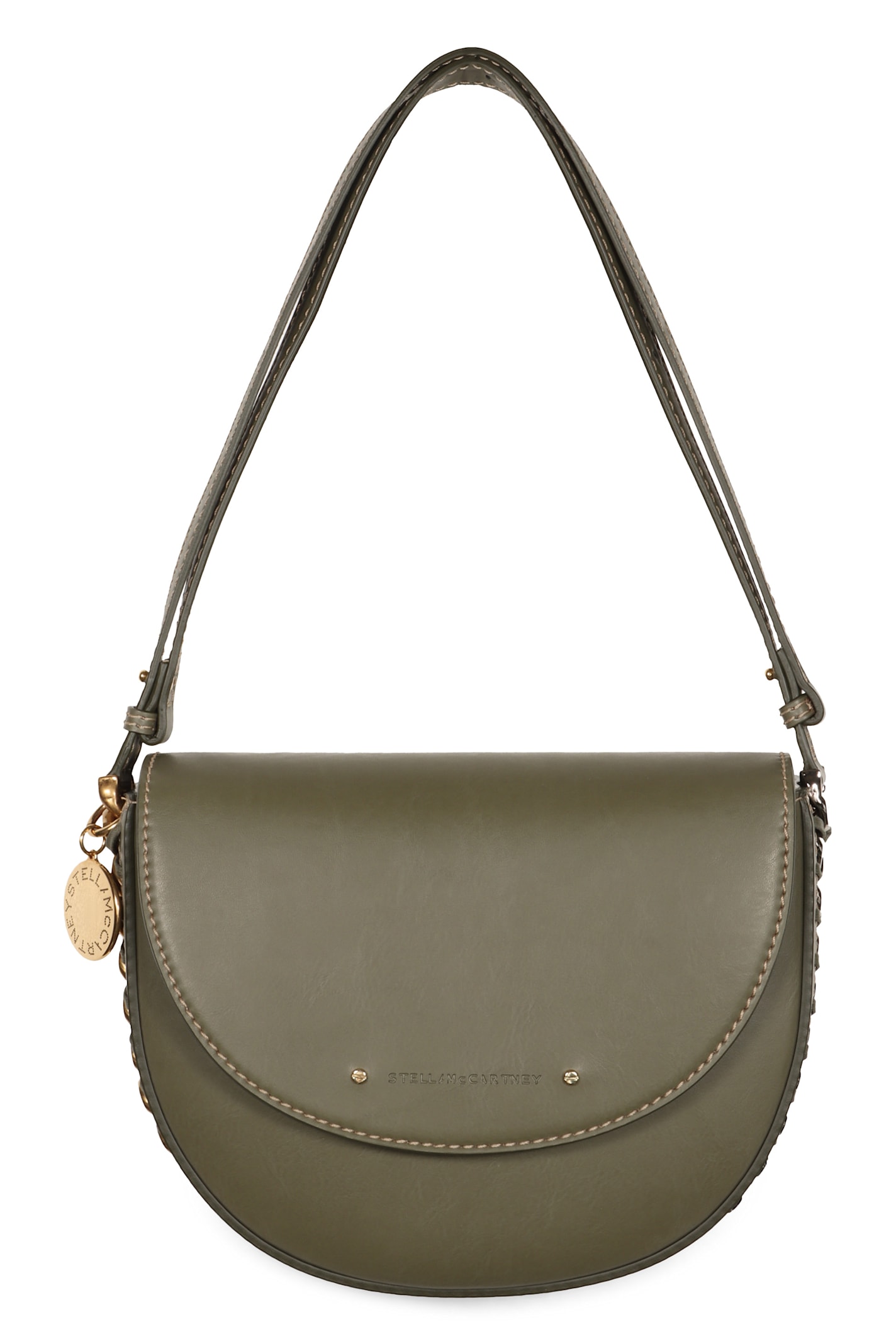 Stella Mccartney Frayme Vegan Leather Shoulder Bag In Green