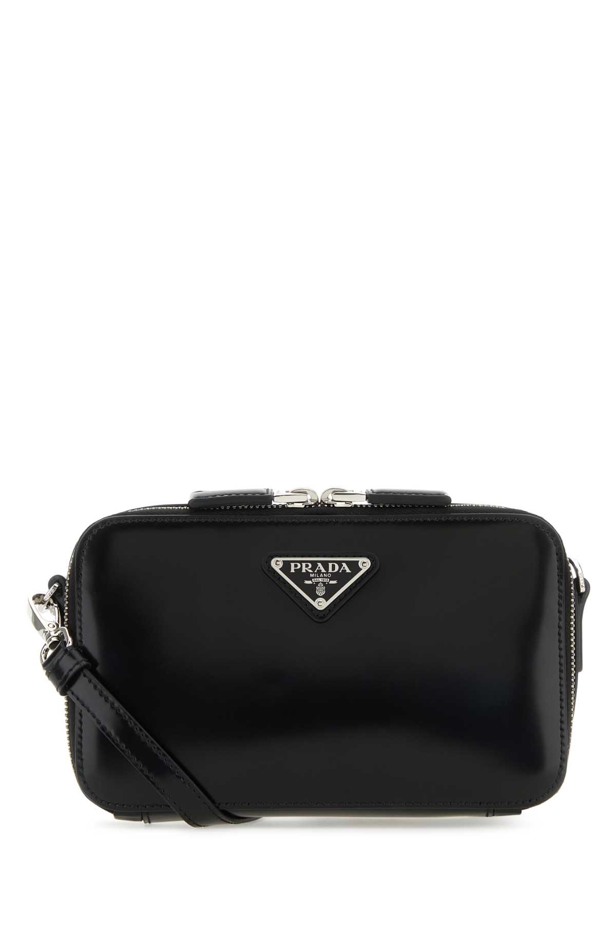 Shop Prada Black Leather Brique Crossbody Bag In Nero