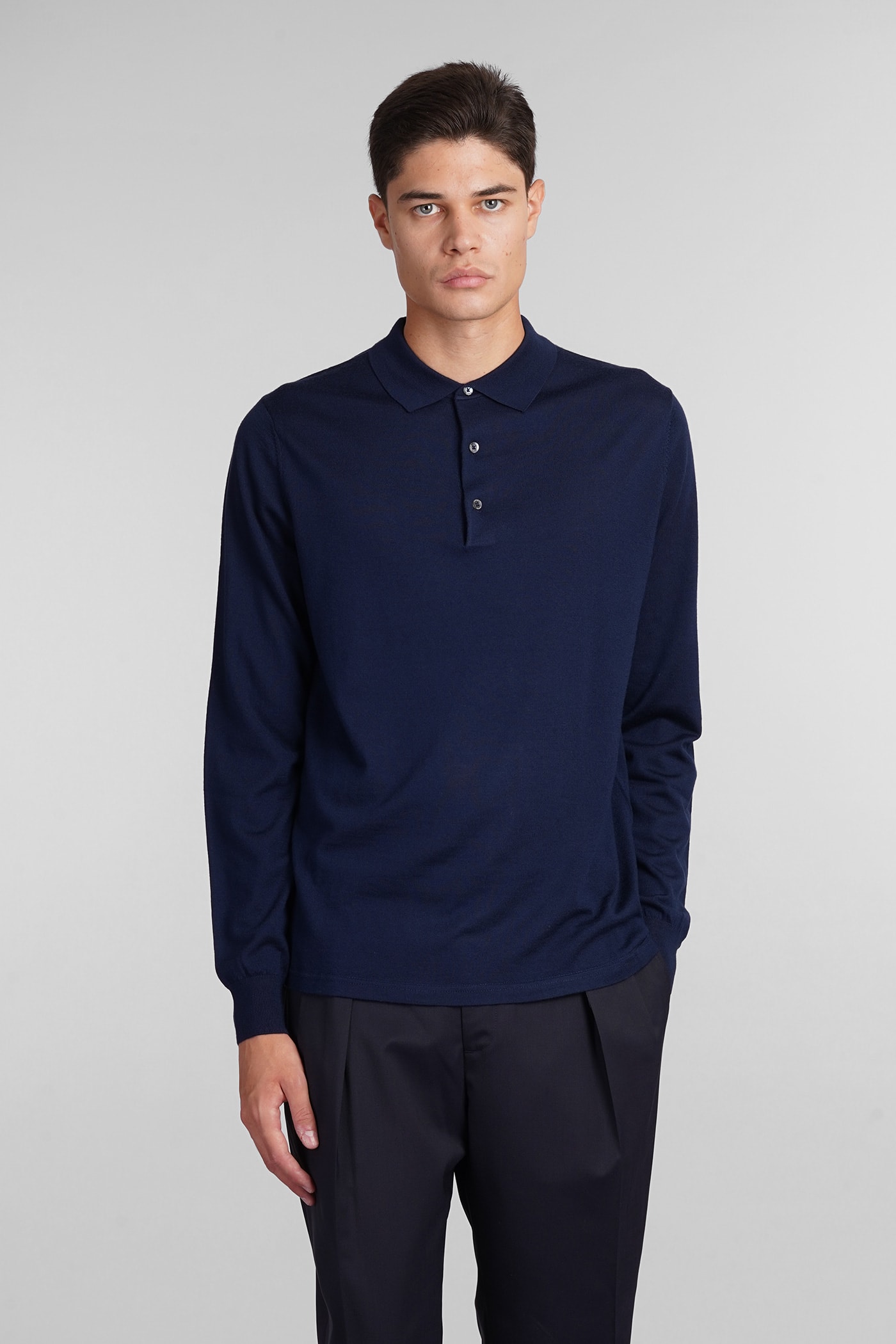 Shop Aspesi M197 Polo In Blue Wool