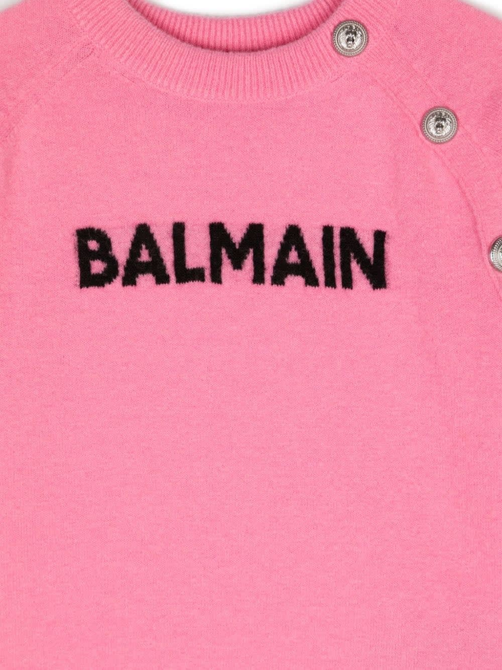 Shop Balmain Pull Con Logo In Fucsia