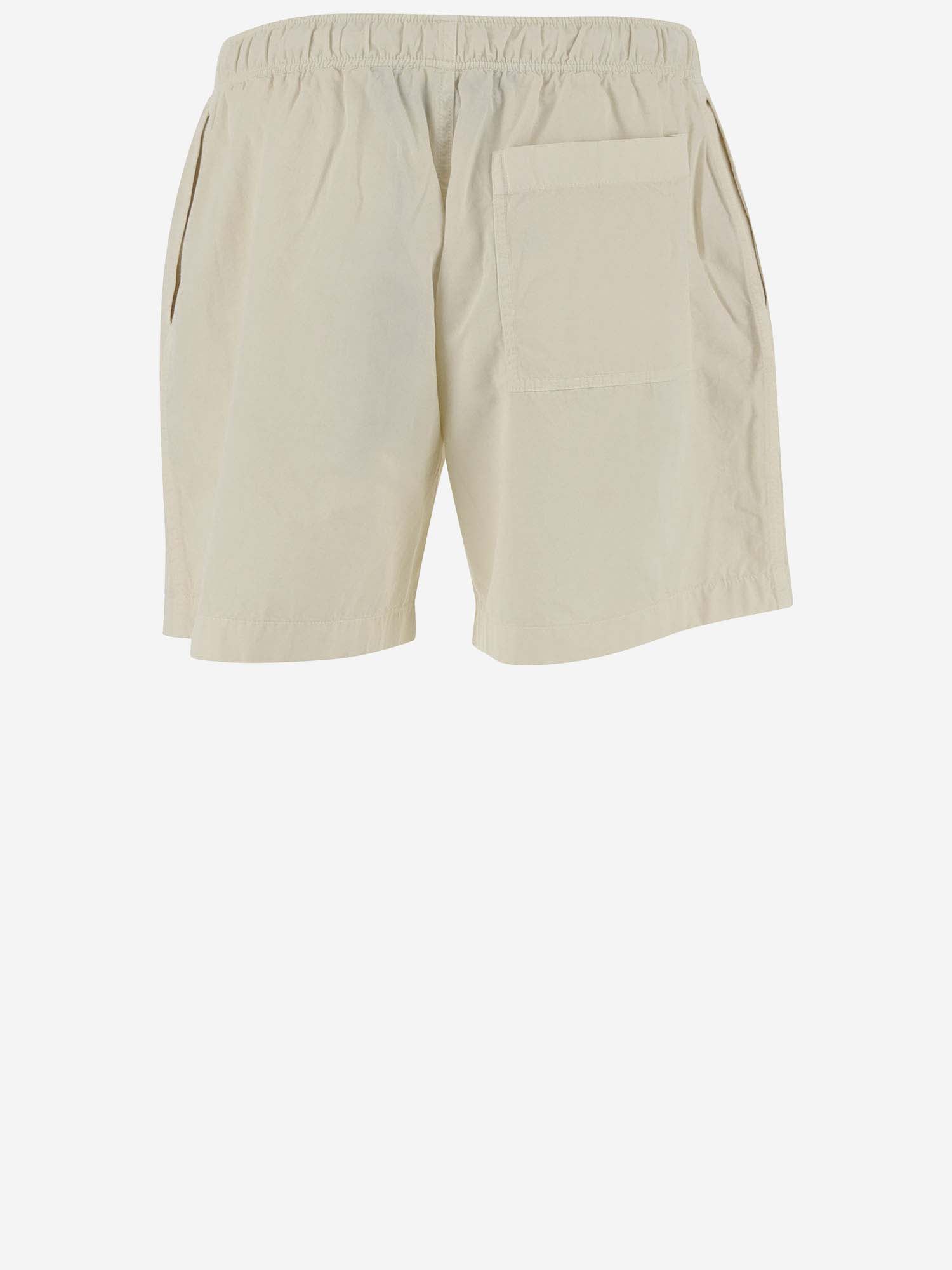 Shop Palm Angels Cotton Short Pants With Logo In Off White