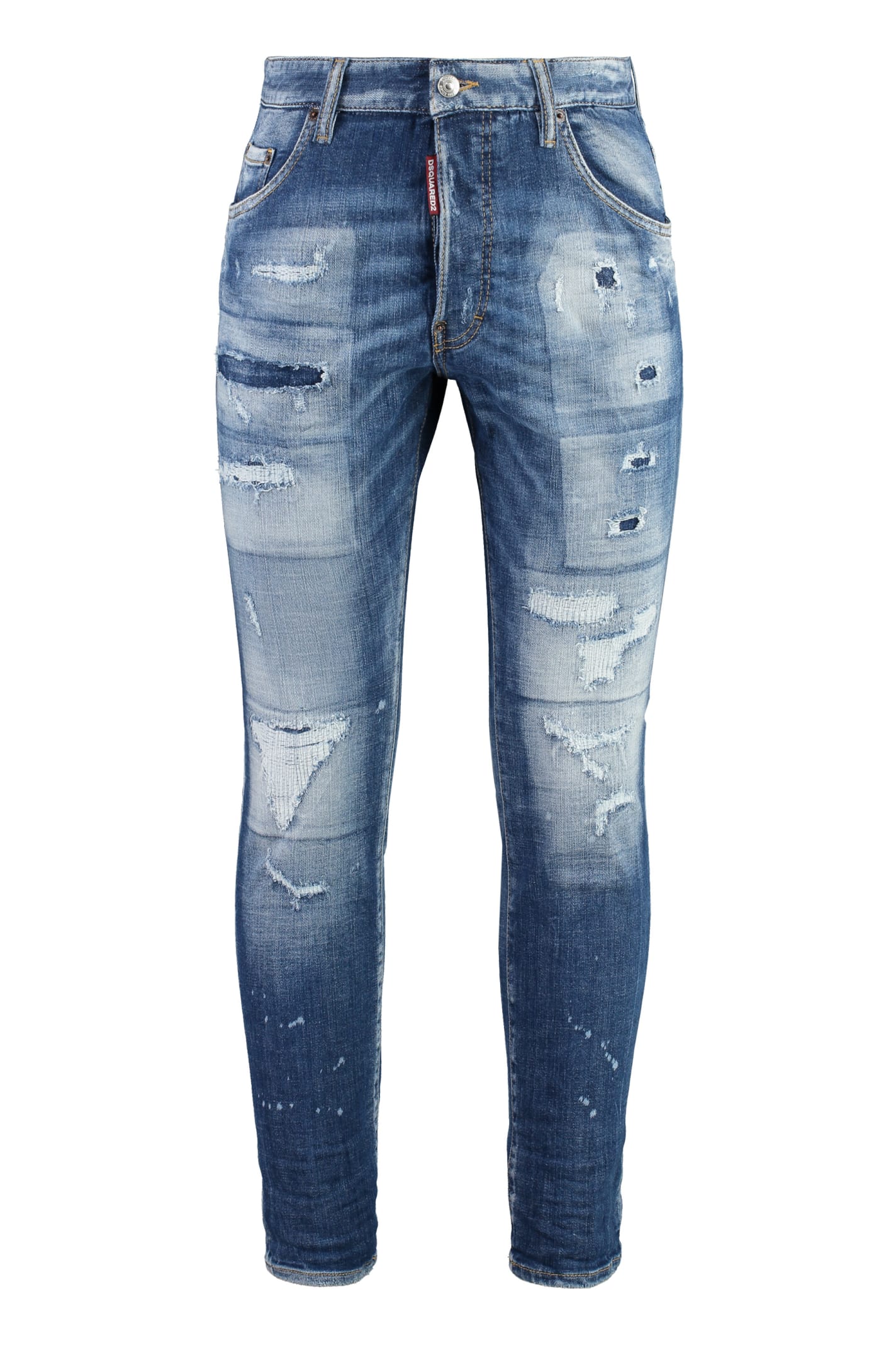Shop Dsquared2 Destroyed Slim Fit Jeans In Blue