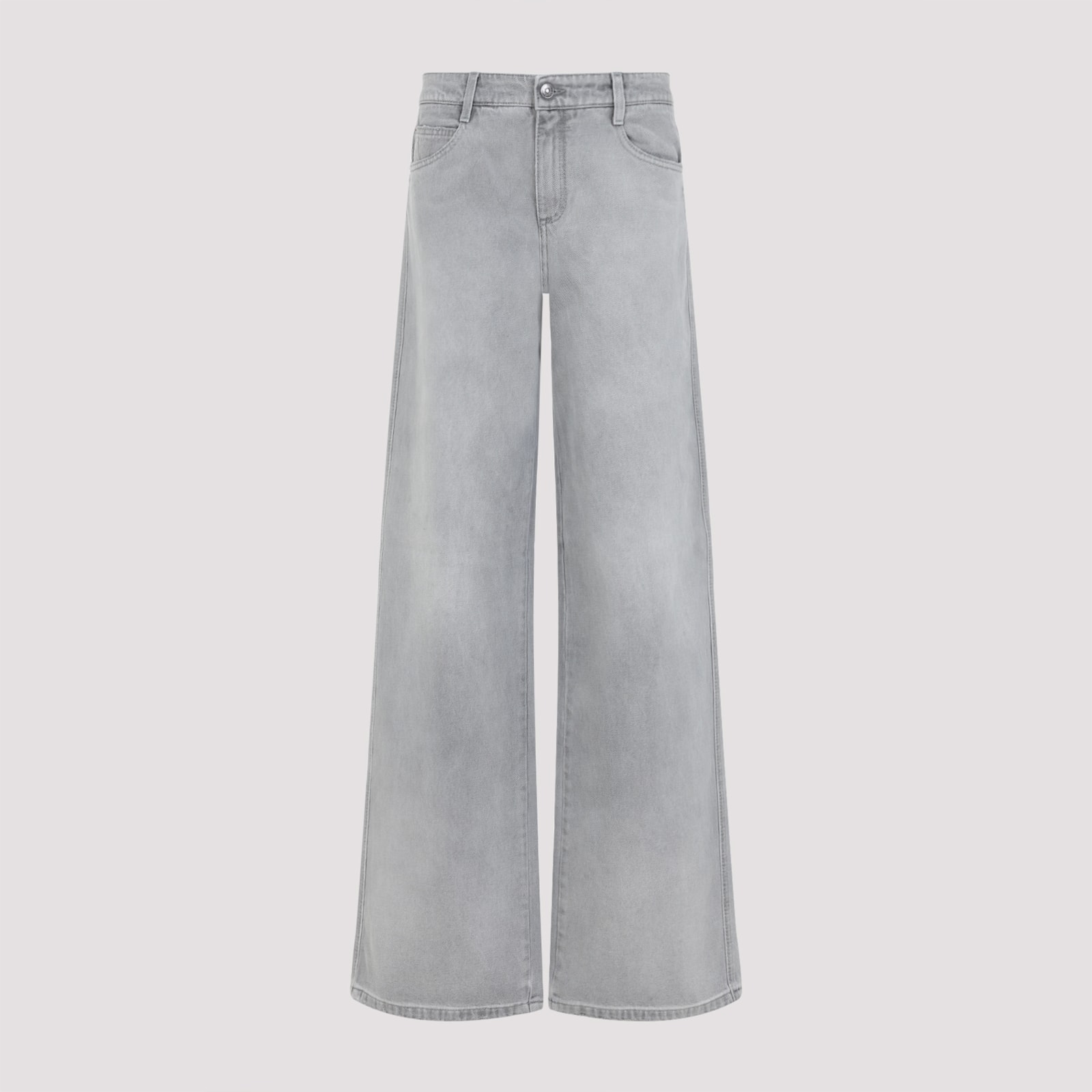 Ermanno Scervino High-waisted Wide-leg Jeans With Embroidered Detailing In Gray