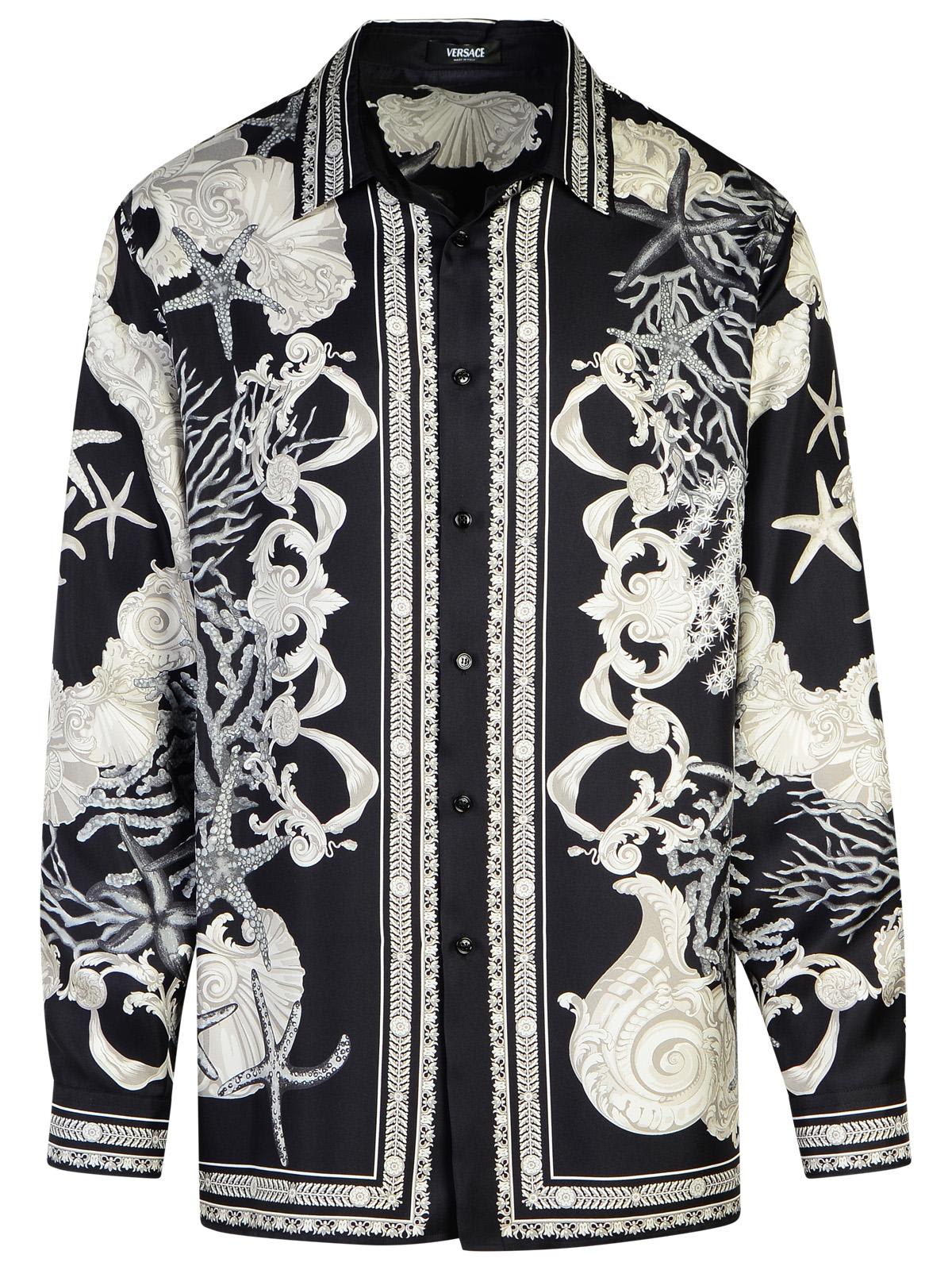 Shop Versace Barocco Black Silk Shirt