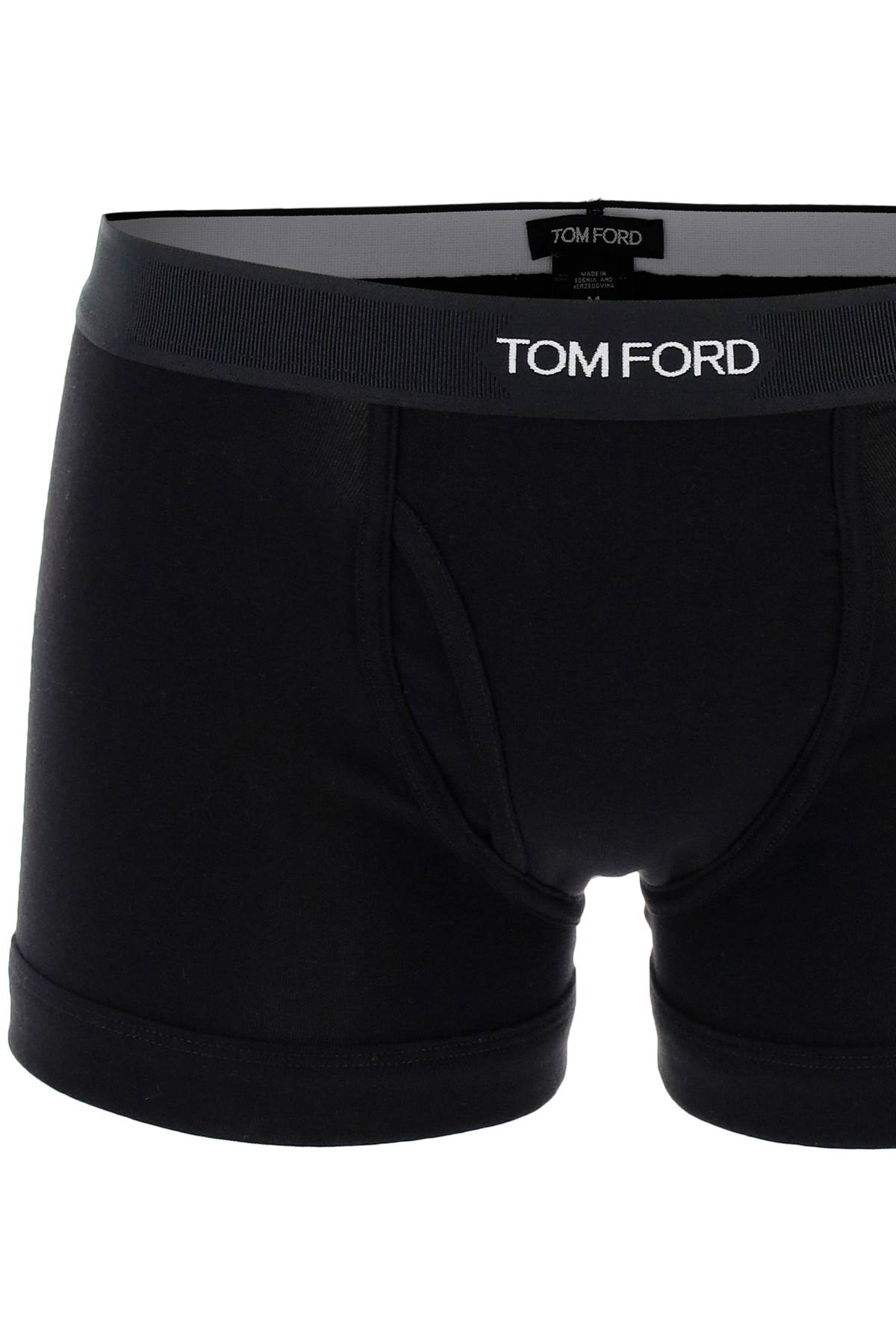 Shop Tom Ford Cotton Boxer Briefs With Logo Band In Nero (black)