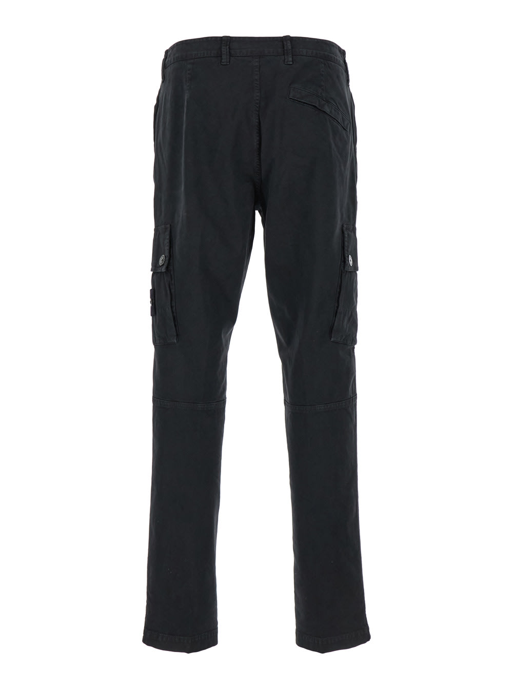 Stone Island Black Slim Cargo Pants With Elasticated Waist And Logo Patch In Stretch Cotton Man In Black