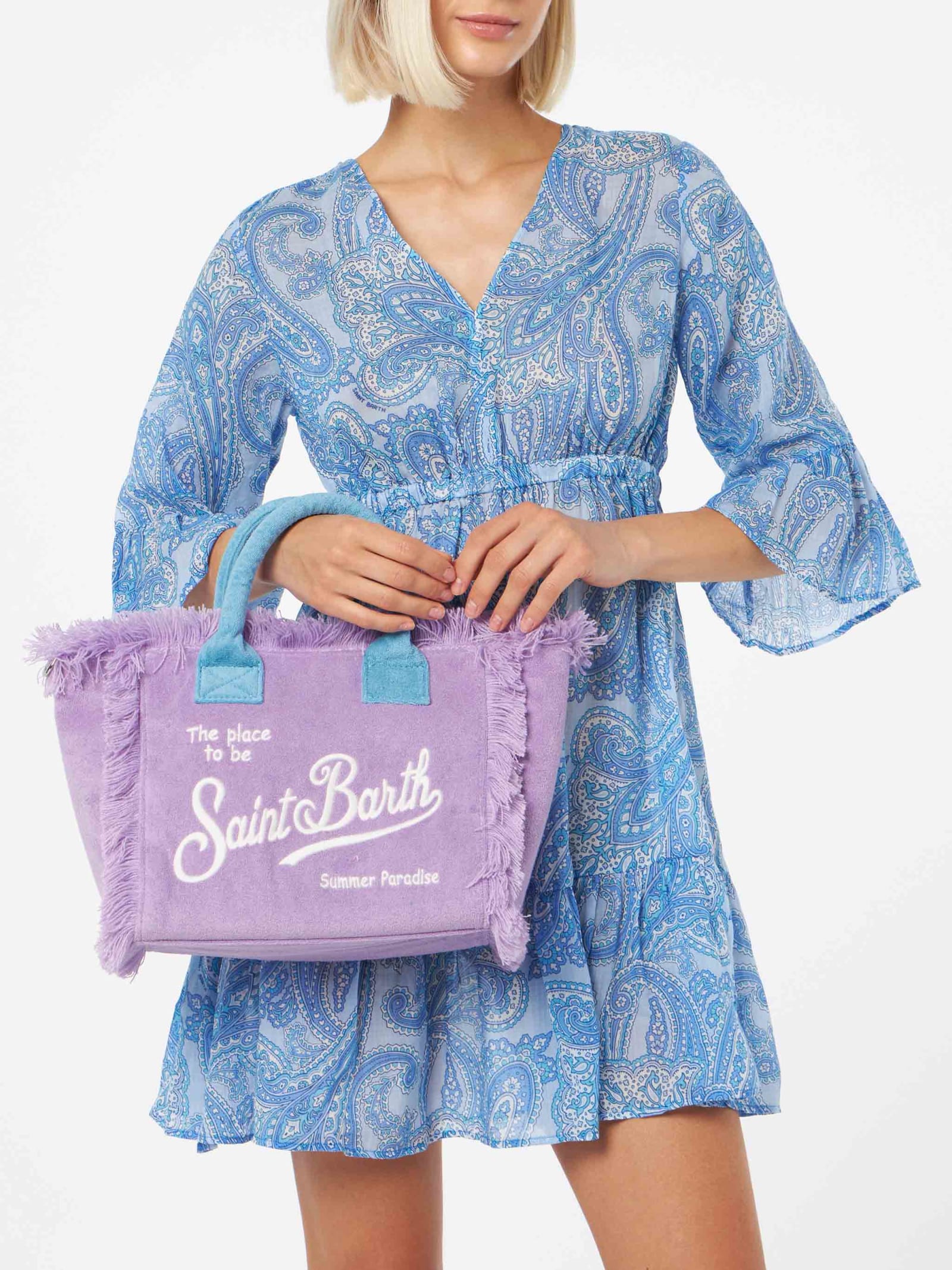 Mc2 Saint Barth Lilac Terry Colette Sponge Handbag In Pink