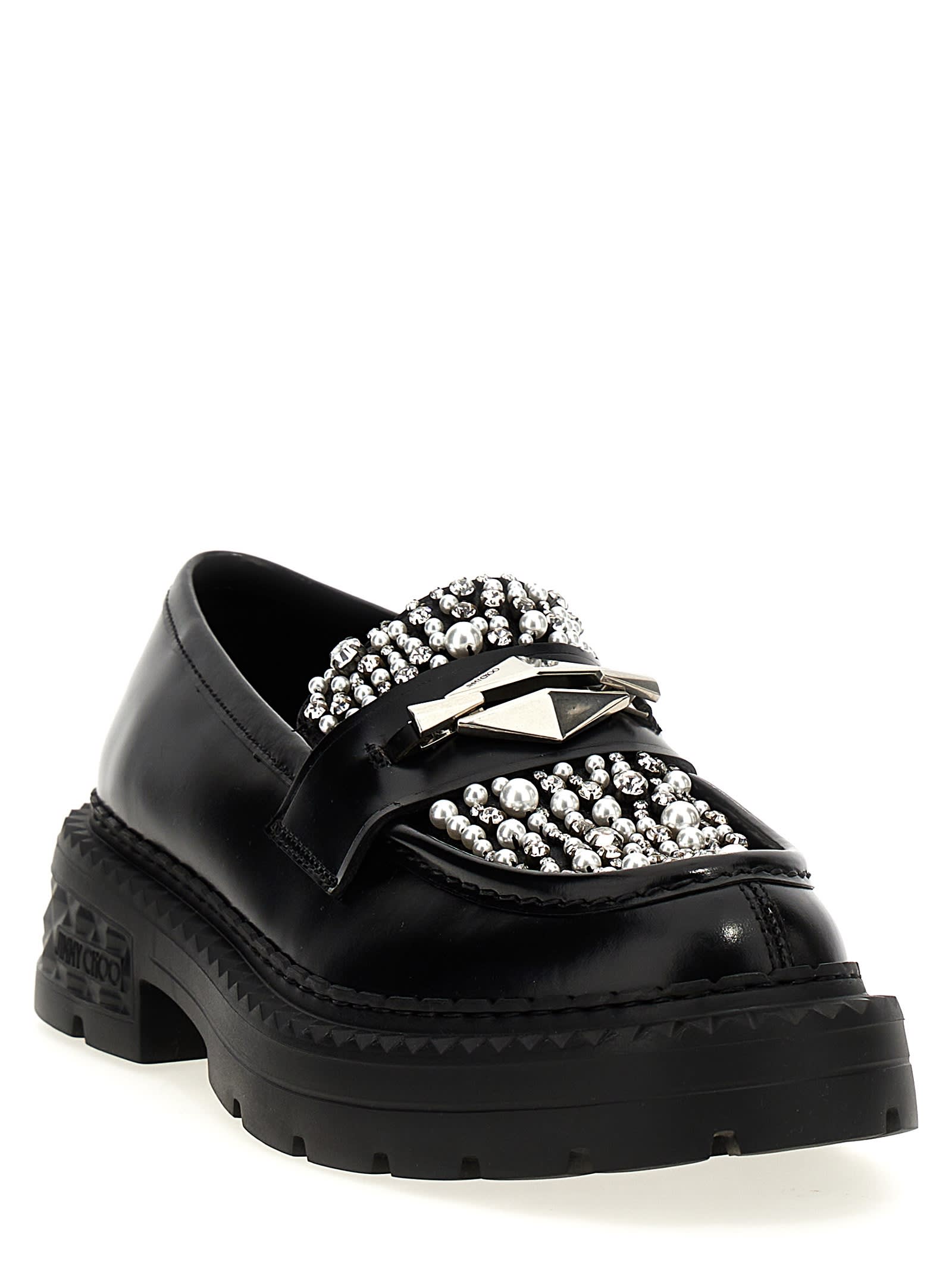 Jimmy Choo 'chunky Sole Diamond Marlow' Loafers In Black