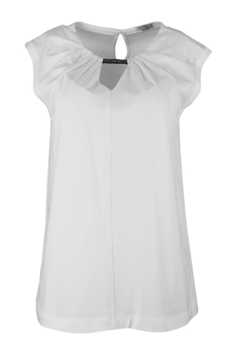Brunello Cucinelli Sleeveless T-shirt With Jeweled Torchon