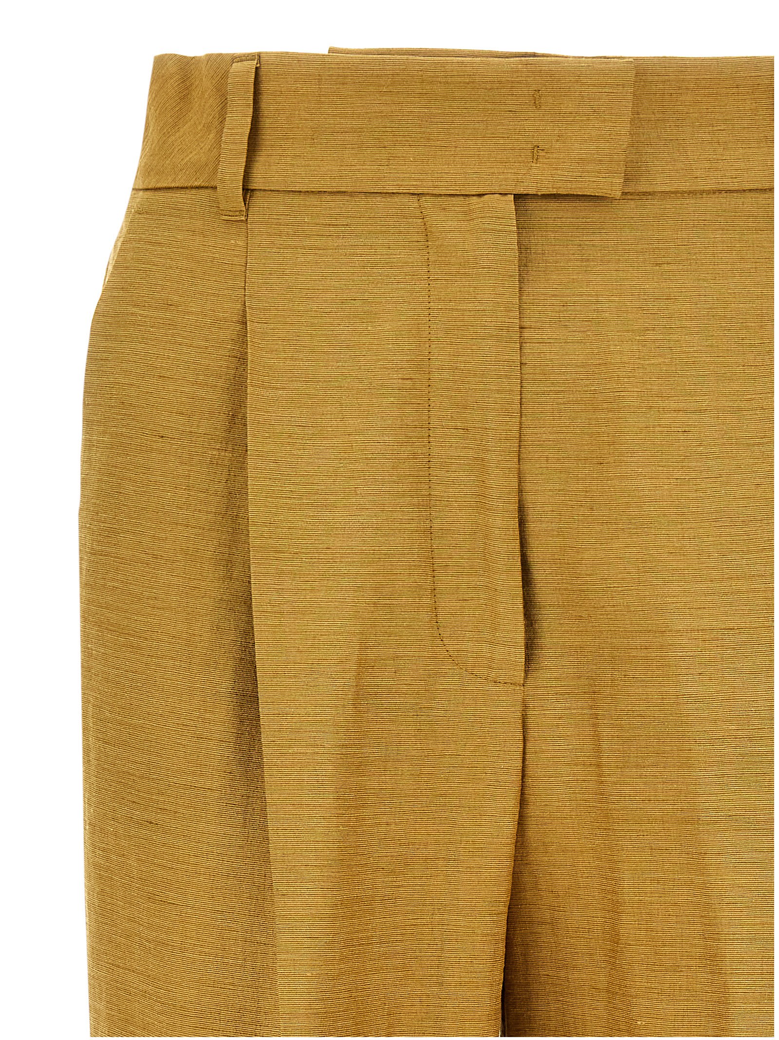 Max Mara Trousers Featuring Front Pleats And Back Pockets In Gold