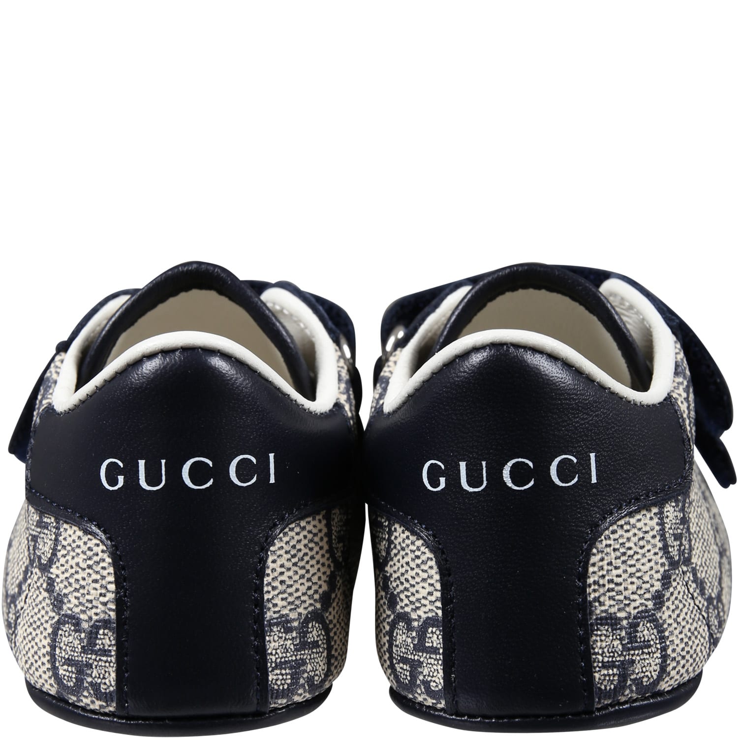 Gucci Blue Sneakers For Baby Boy With All-over Gg Logo In Blue