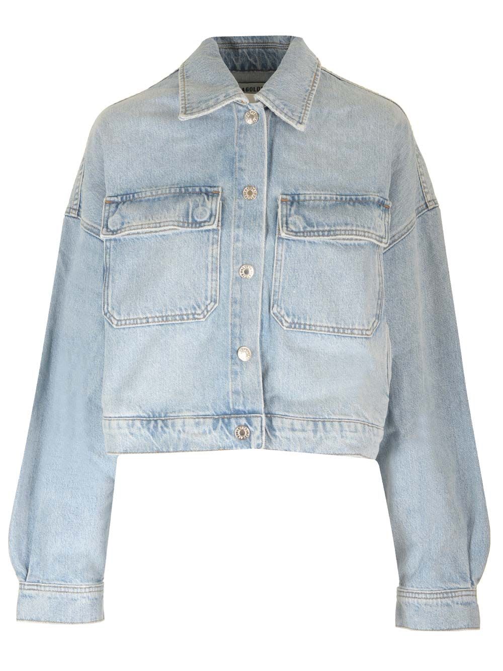 Shop Agolde Luka Denim Jacket In Light Blue