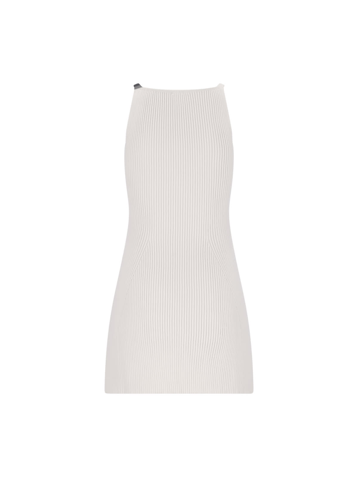 Shop Courrèges Ribbed Mini Dress In Beige