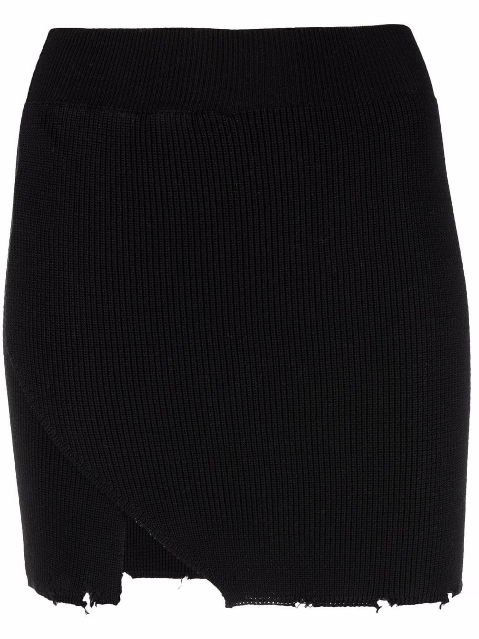 Laneus Black Cotton Mini Skirt