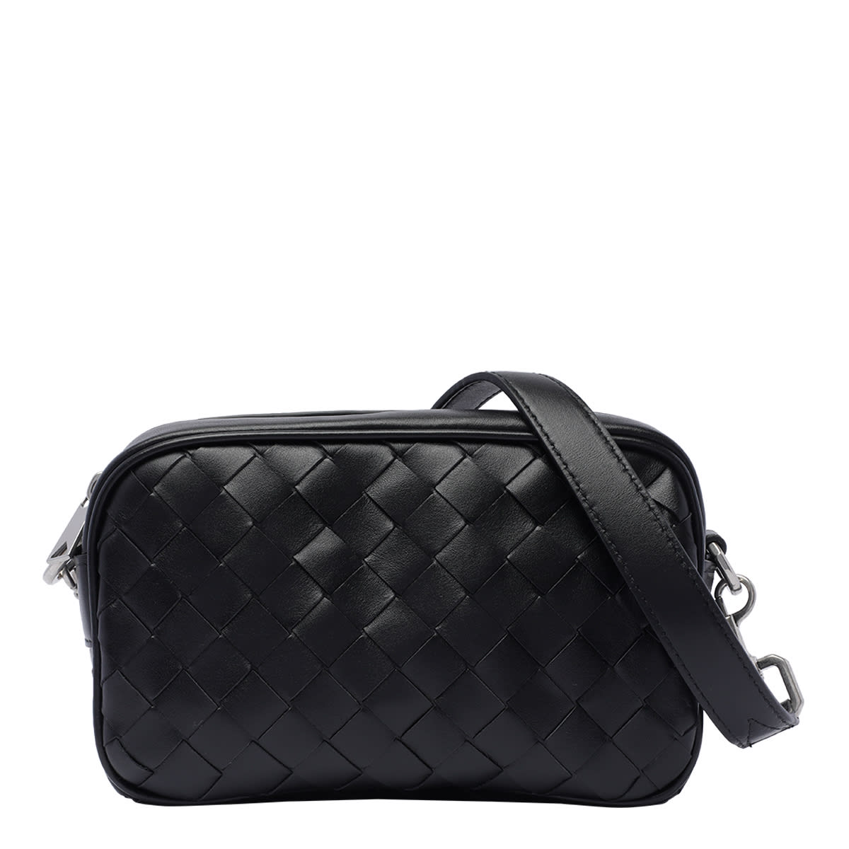 Shop Bottega Veneta Camera Bag Intrecciato Mini In Black