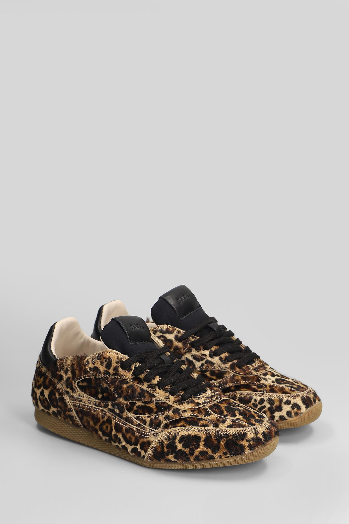 Date Fuga Low Pony Sneakers In Animalier Suede And Fabric In Multi