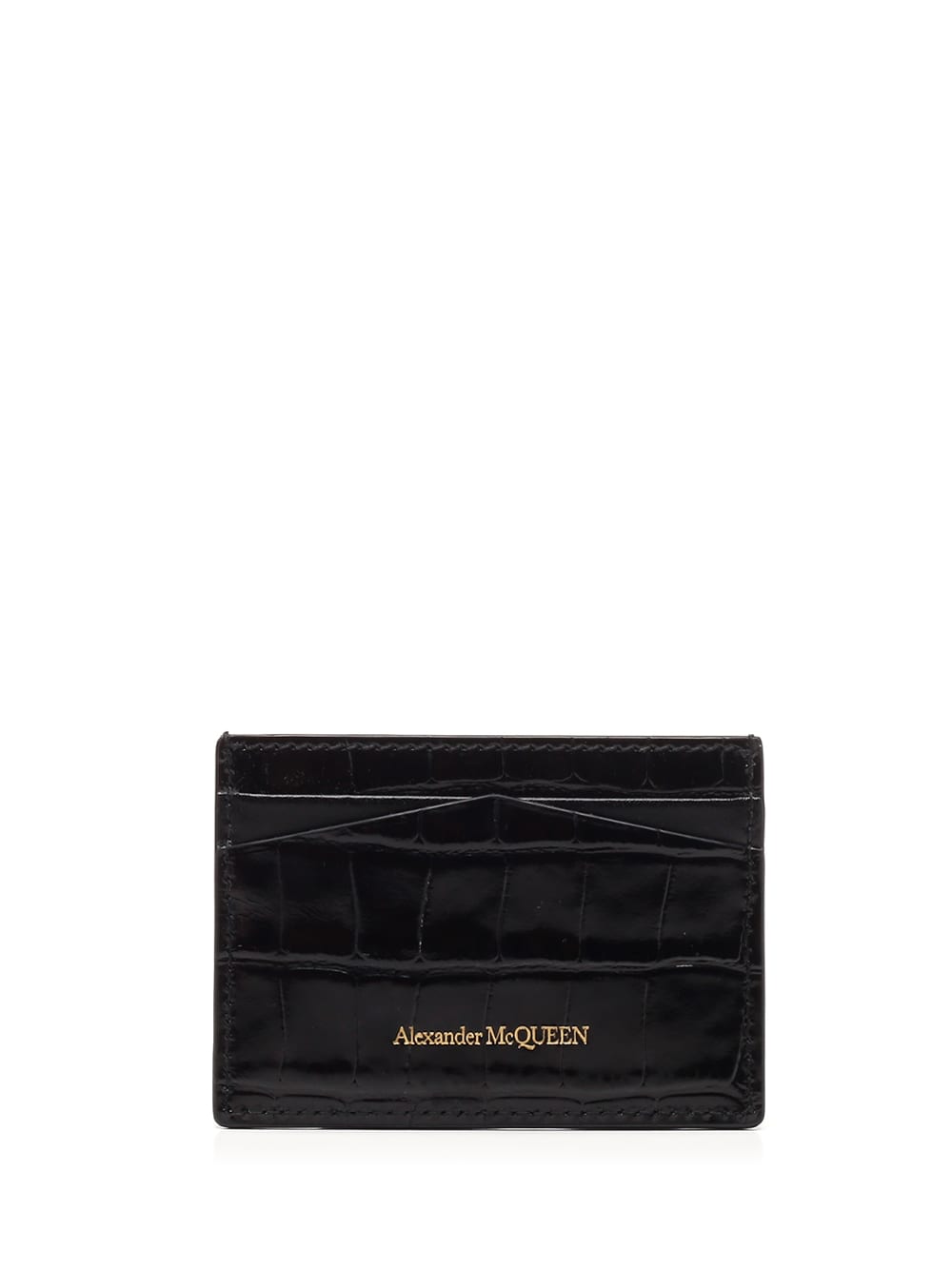 Shop Alexander Mcqueen Card Holder In Black Leather In Nero