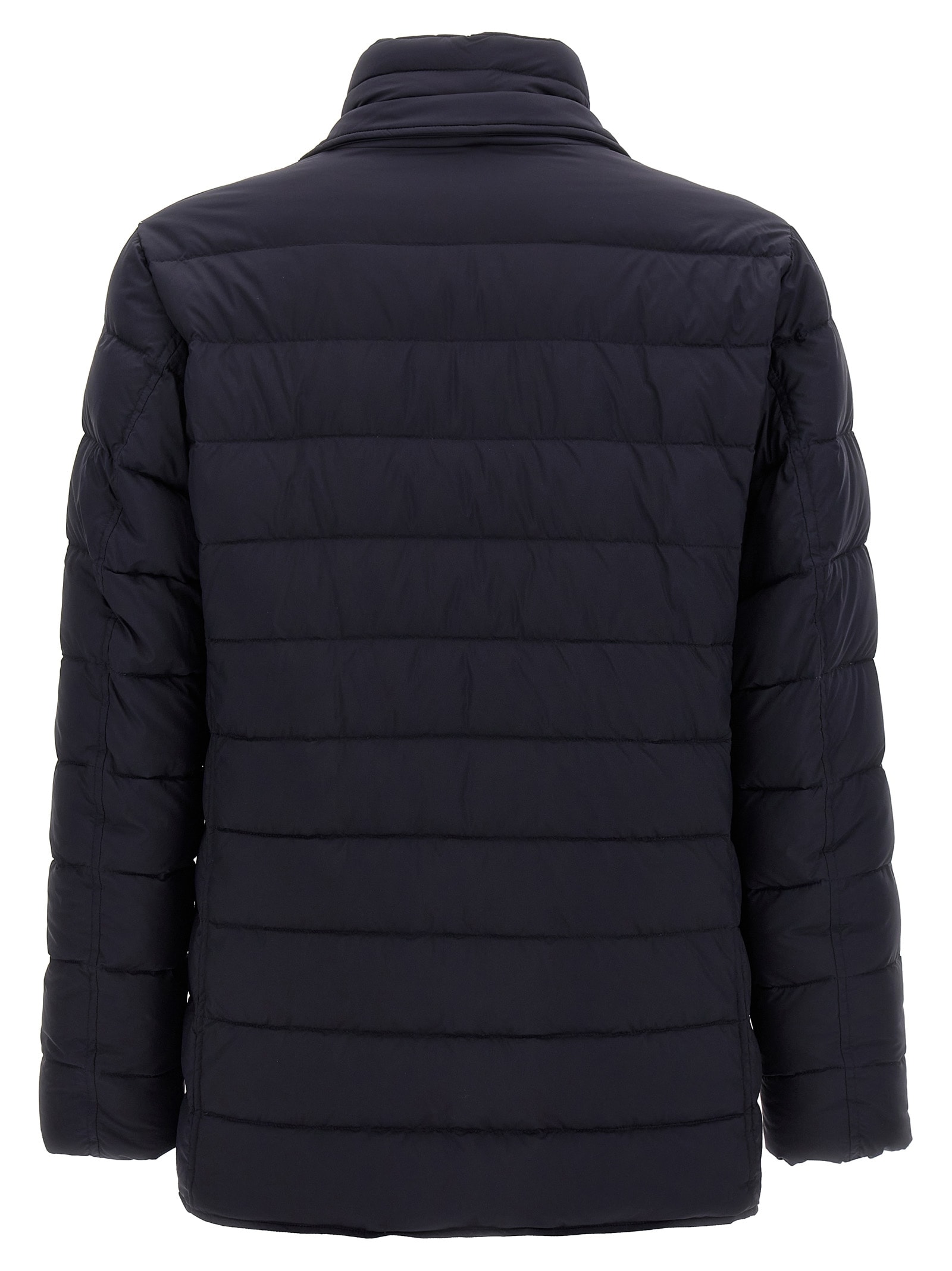 Herno La Giacca Water Resistant Down Blazer With Removable Bib In Blue