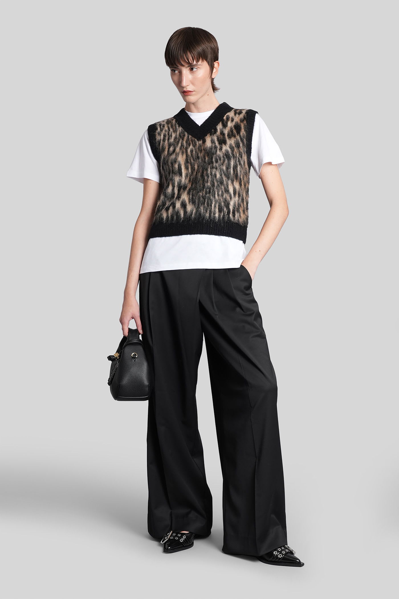 Ganni Vest In Animalier Wool In Animal Print
