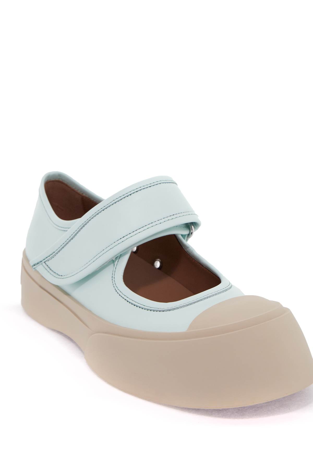 Shop Marni Pablo Mary Jane Nappa Leather Sneakers In Mineral Ice (light Blue)