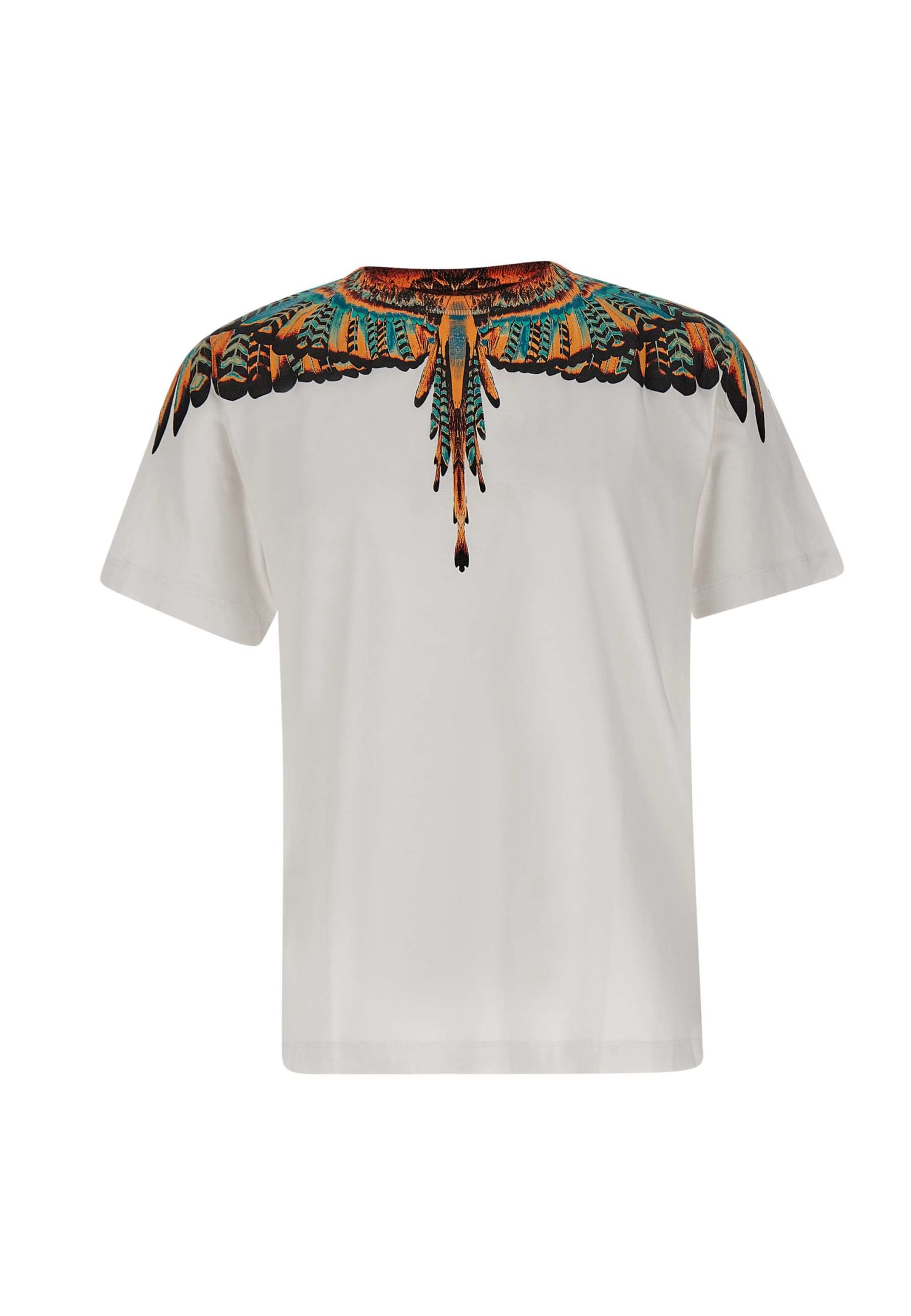 Marcelo Burlon County Of Milan Grizzly Wings Basic Cotton T-shirt In White-orange
