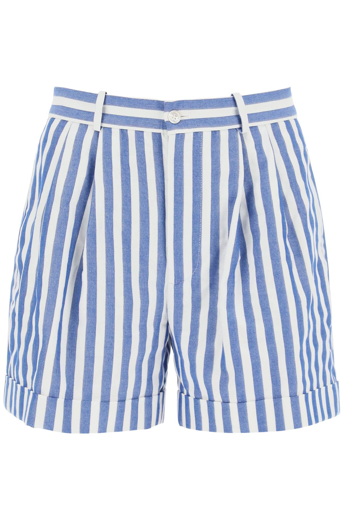 Shop Polo Ralph Lauren Striped Shorts In Blue White Awning Stripe (white)