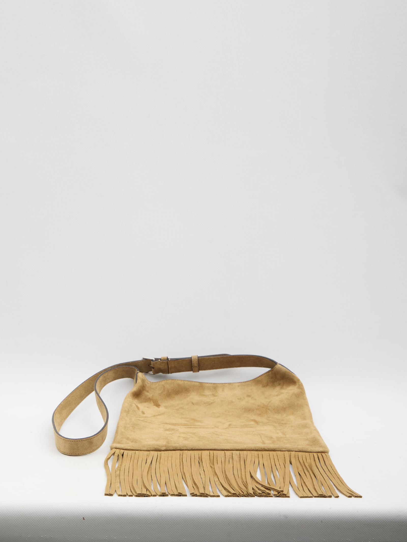Valentino Small Nellcote Suede Shoulder Bag In Havanabeigefondant
