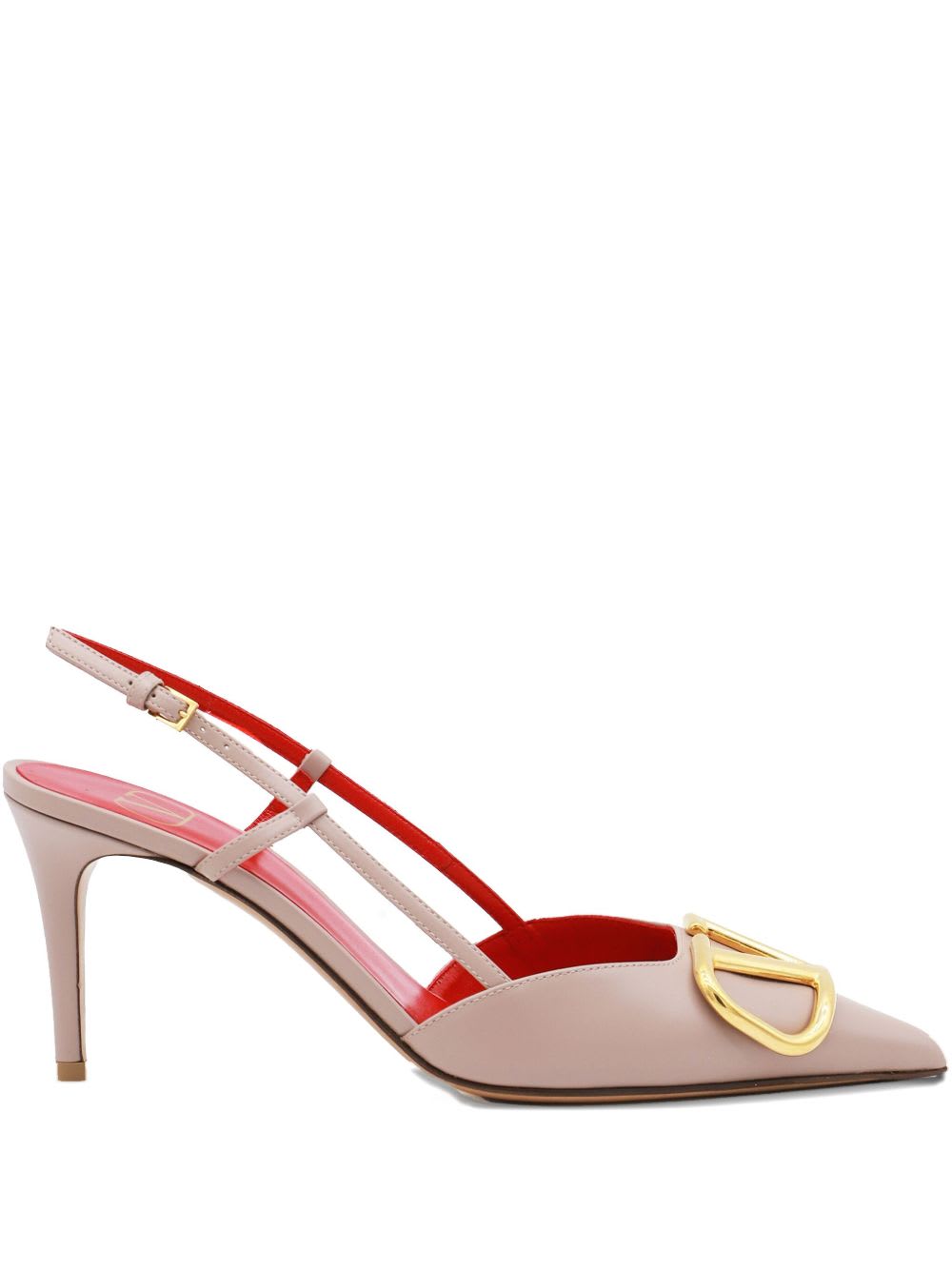 Valentino Garavani Vlogo Signature Leather Slingback Pumps In Pink