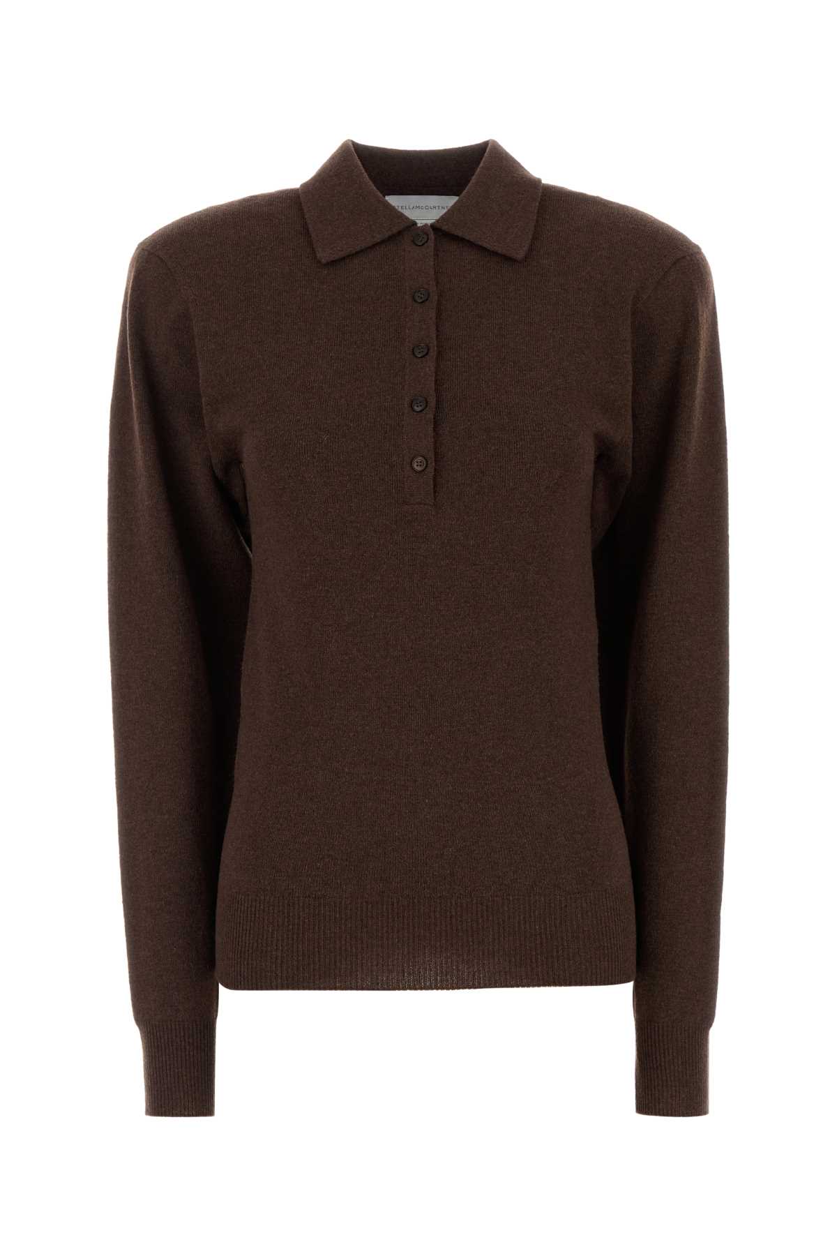 Stella Mccartney Collar Design Cashmere Blend Polo Shirt In Brown