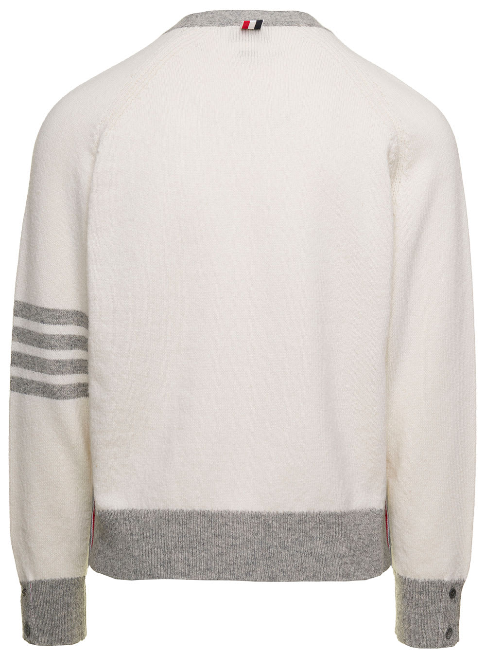 Thom Browne Jersey Stitch Raglan Sleeve Relaxed V Neck Cardigan In