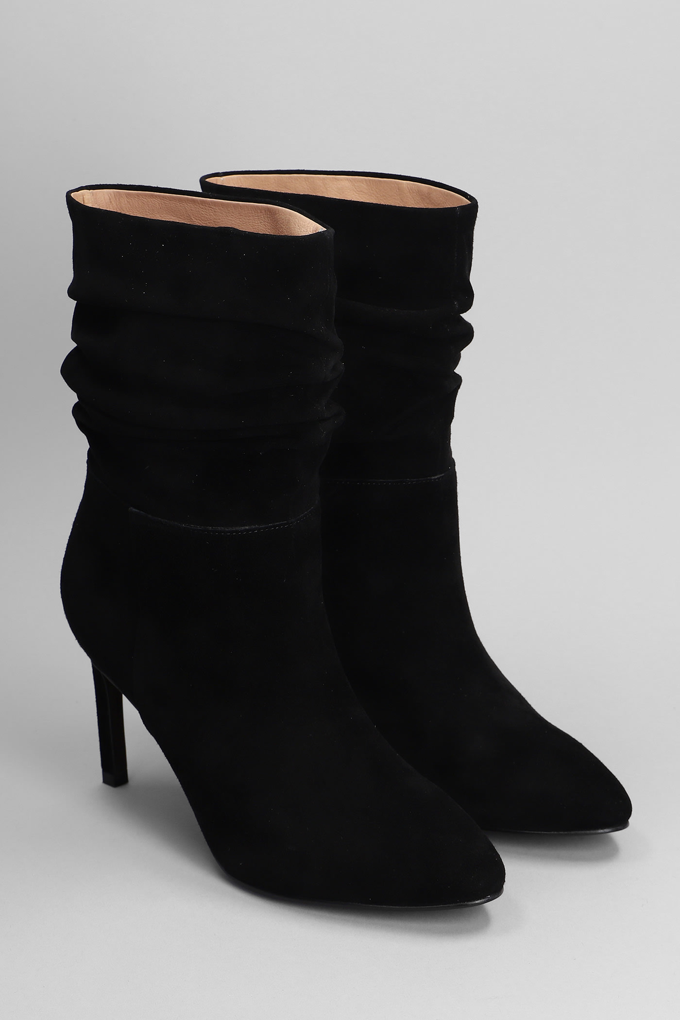 Shop Bibi Lou High Heels Ankle Boots In Black Suede