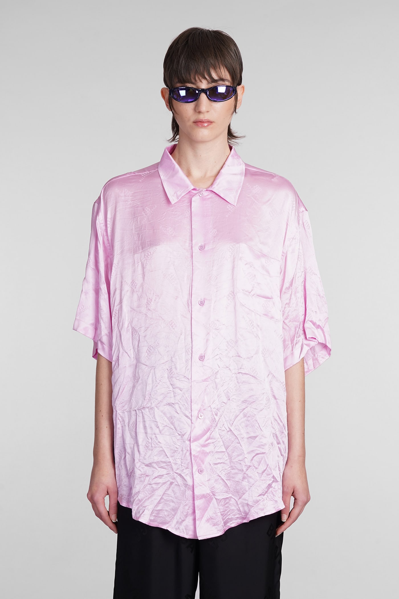 Shop Balenciaga Shirt In Rose-pink Silk