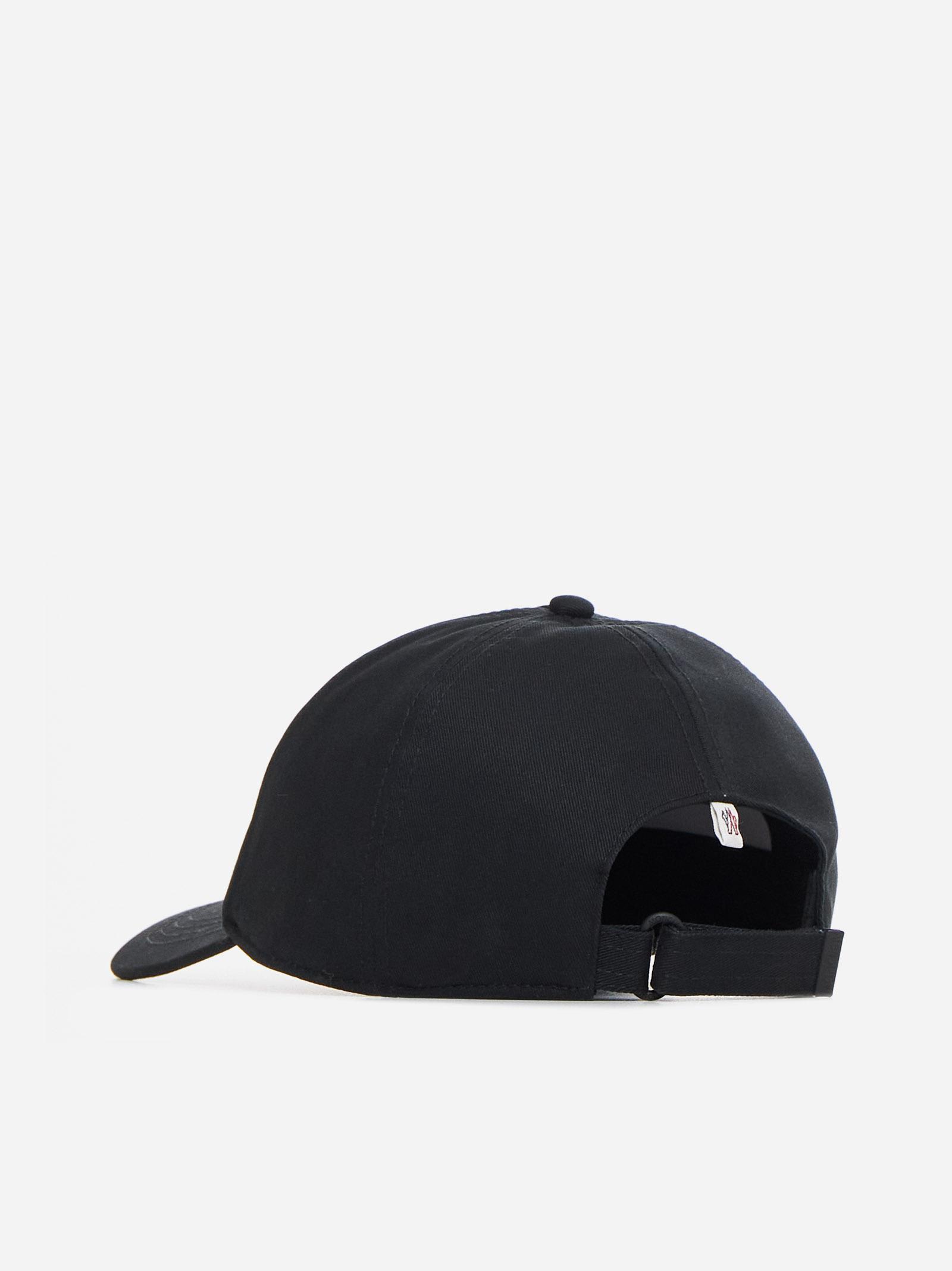 Shop Moncler Logo Cotton Baseball Cap In Black