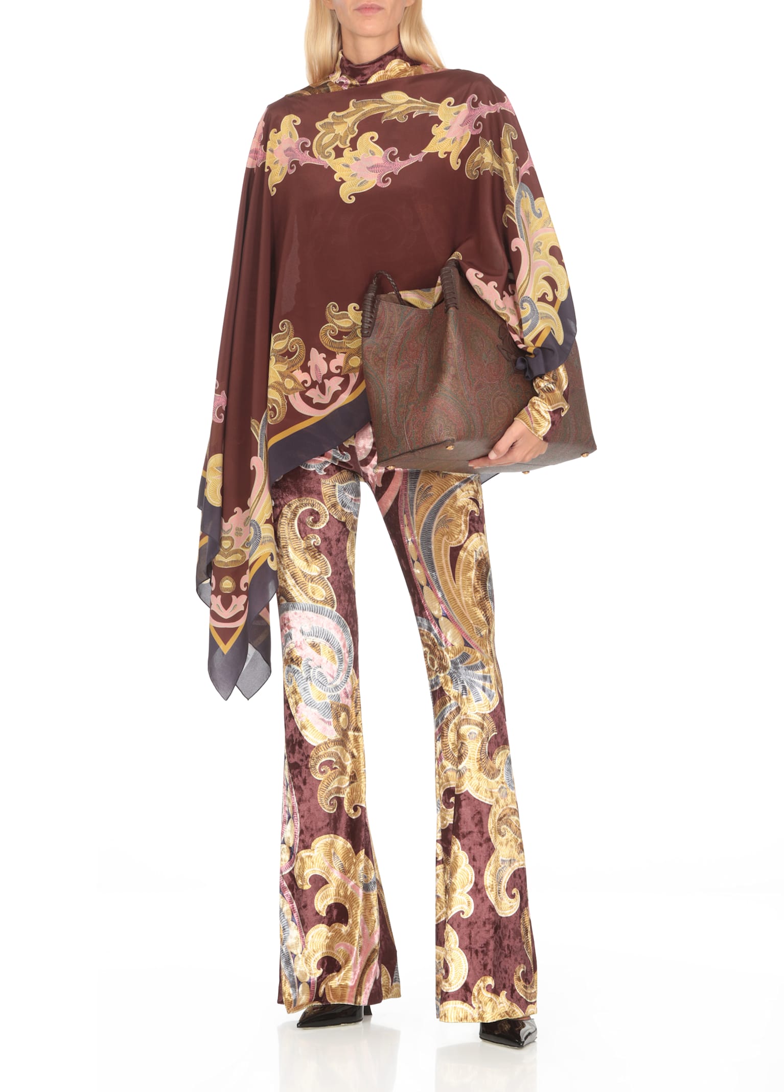 Shop Etro Chenille Sweater With Print In Multicolour