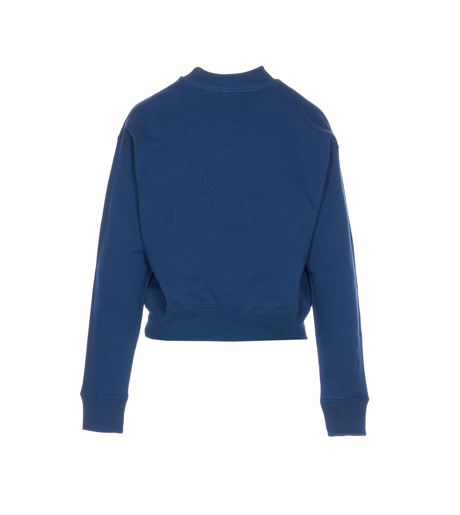 Chloé Women Blue Crewneck Sweatshirt With Logo Lettering Print In Cotton Woman In Blue