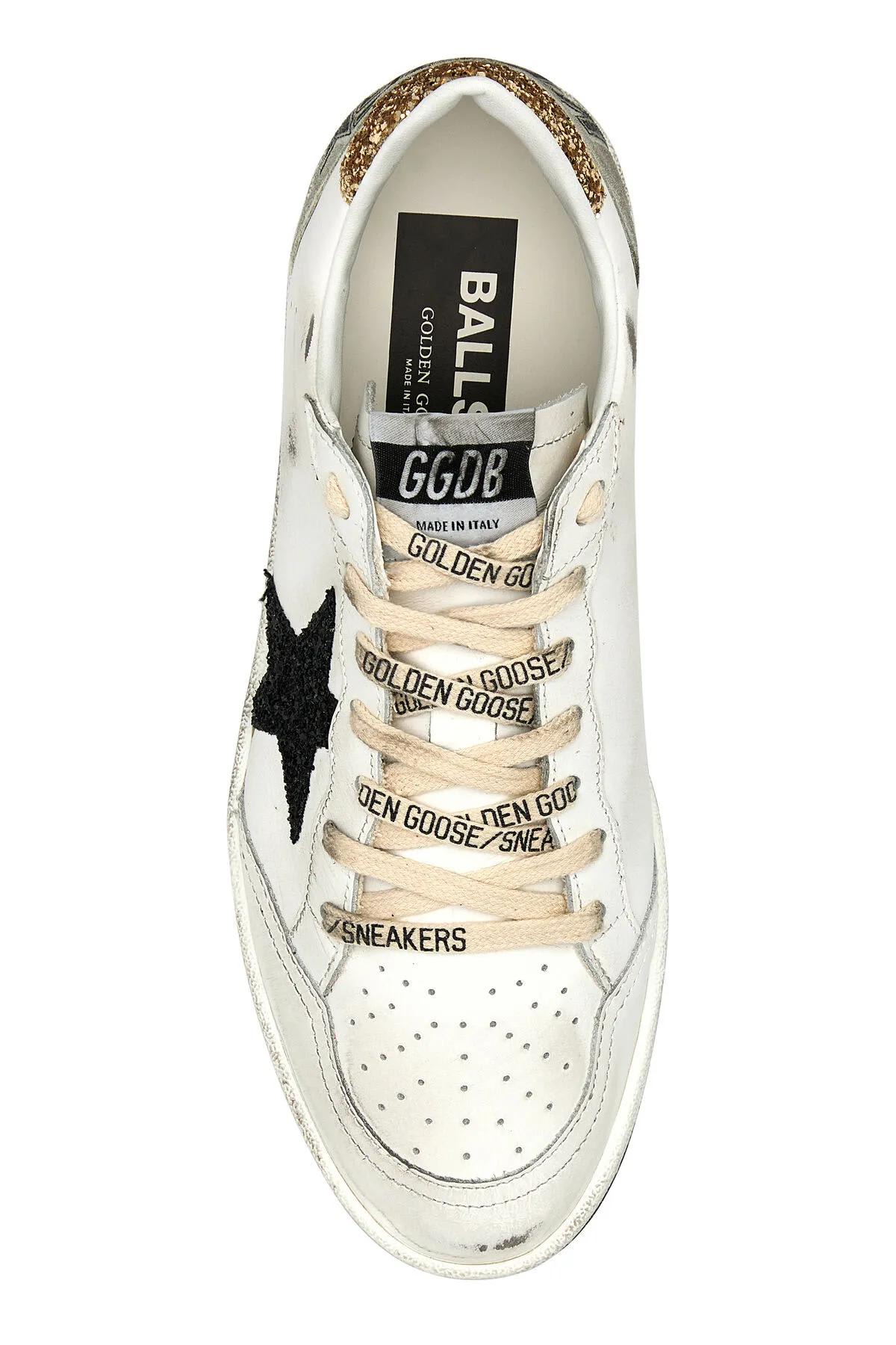 Shop Golden Goose White Leather Ball Star Sneakers