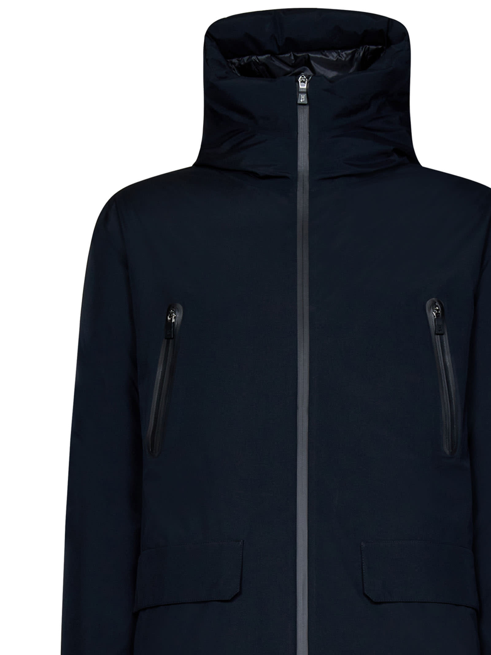 Herno Zip-up Hooded Drawstring Puffer Coat In 9290