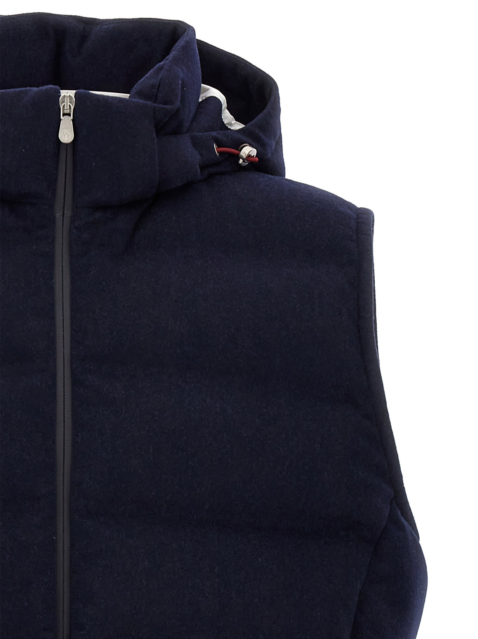 Shop Brunello Cucinelli Padded Wool Vest In Blue