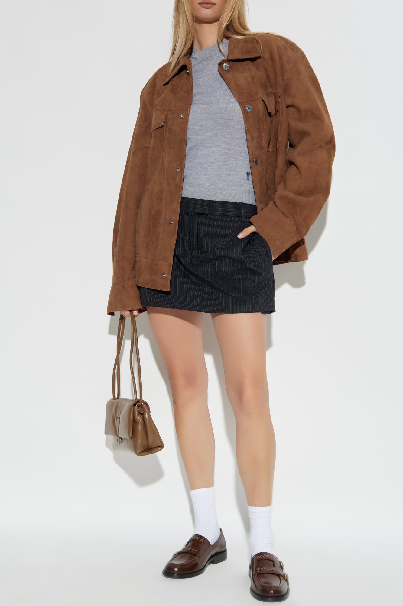 Ami Alexandre Mattiussi Ami Women Crew Neck Sweater In Wool And Silk In Gray