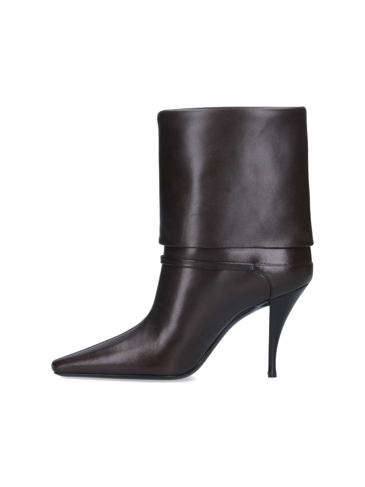 Shop Saint Laurent Vicky 90 Ankle Boots In Harris Eagle Brown