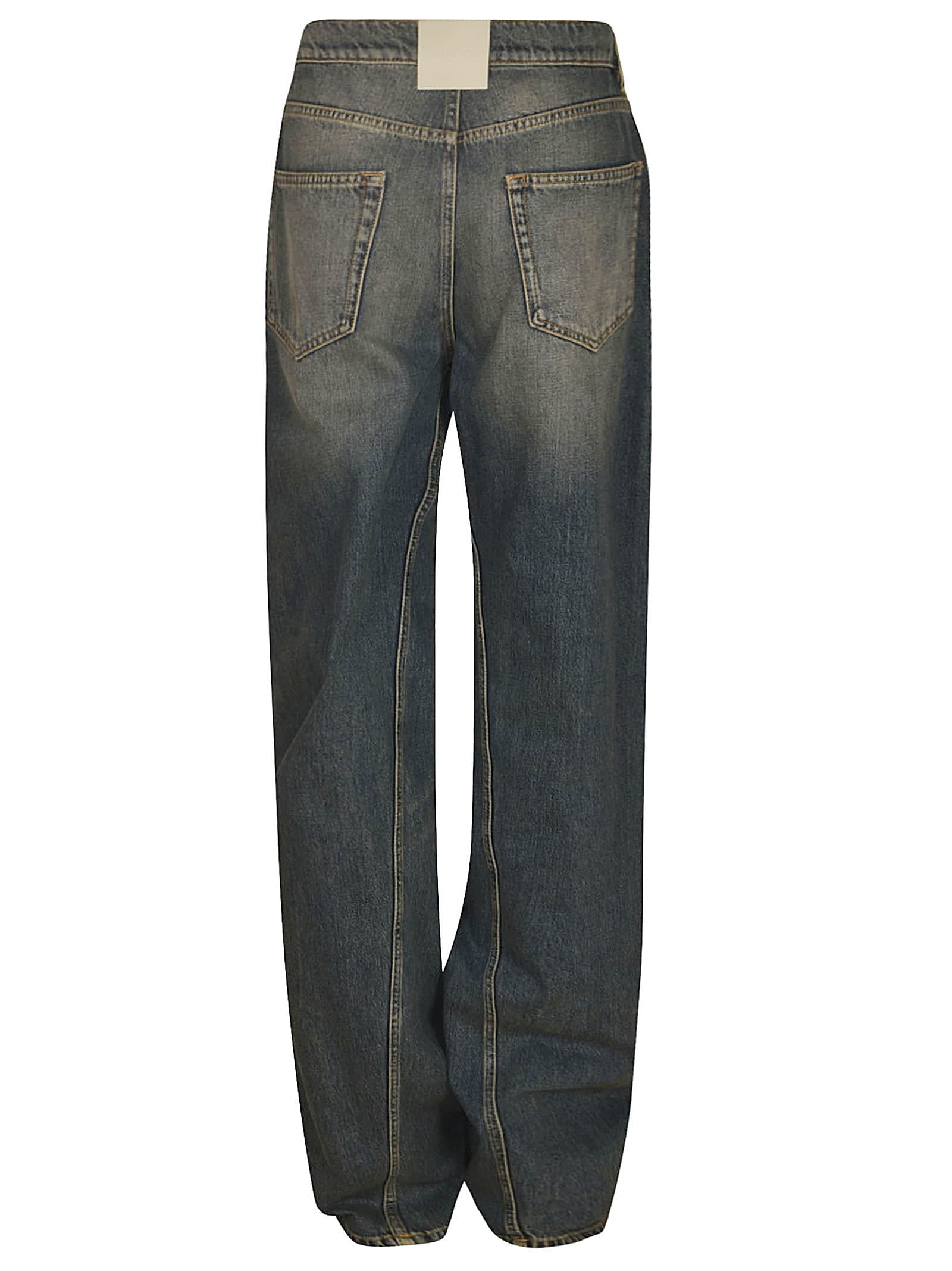 Shop Lanvin Long Buttoned Jeans In Light Blue